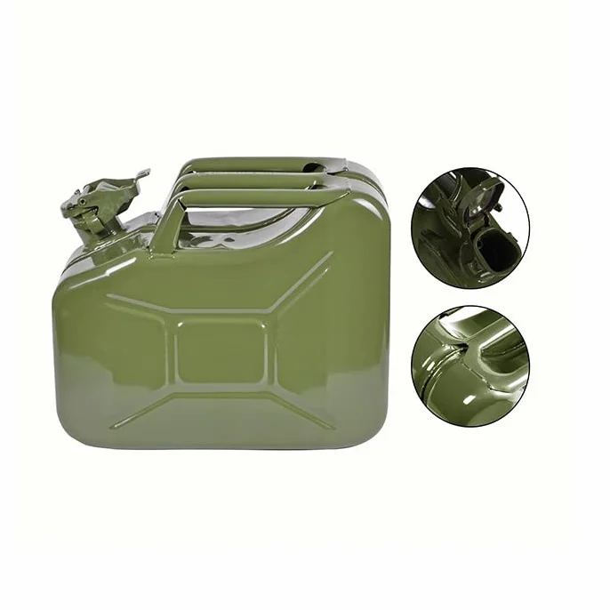 Metallo Jerry Can 10L Benzina Diesel Contenitore Carburante Beccuccio Verde