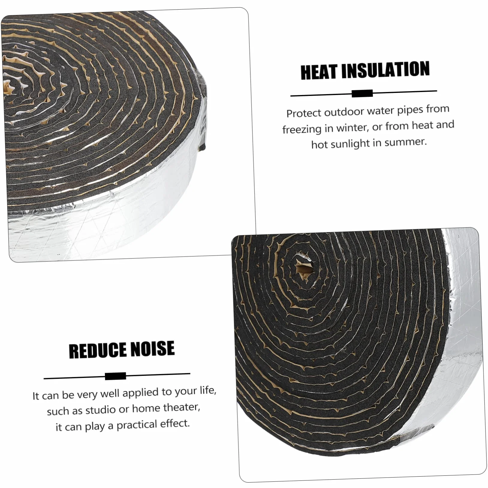 ULTECHNOVO 1rotolo Pannello Fonoassorbente Cotone Isolante Con Rivestimento Alluminio Protezione Termica e Acustica Per Coibentazione Tubazioni e Bagagliaio Auto Spessore