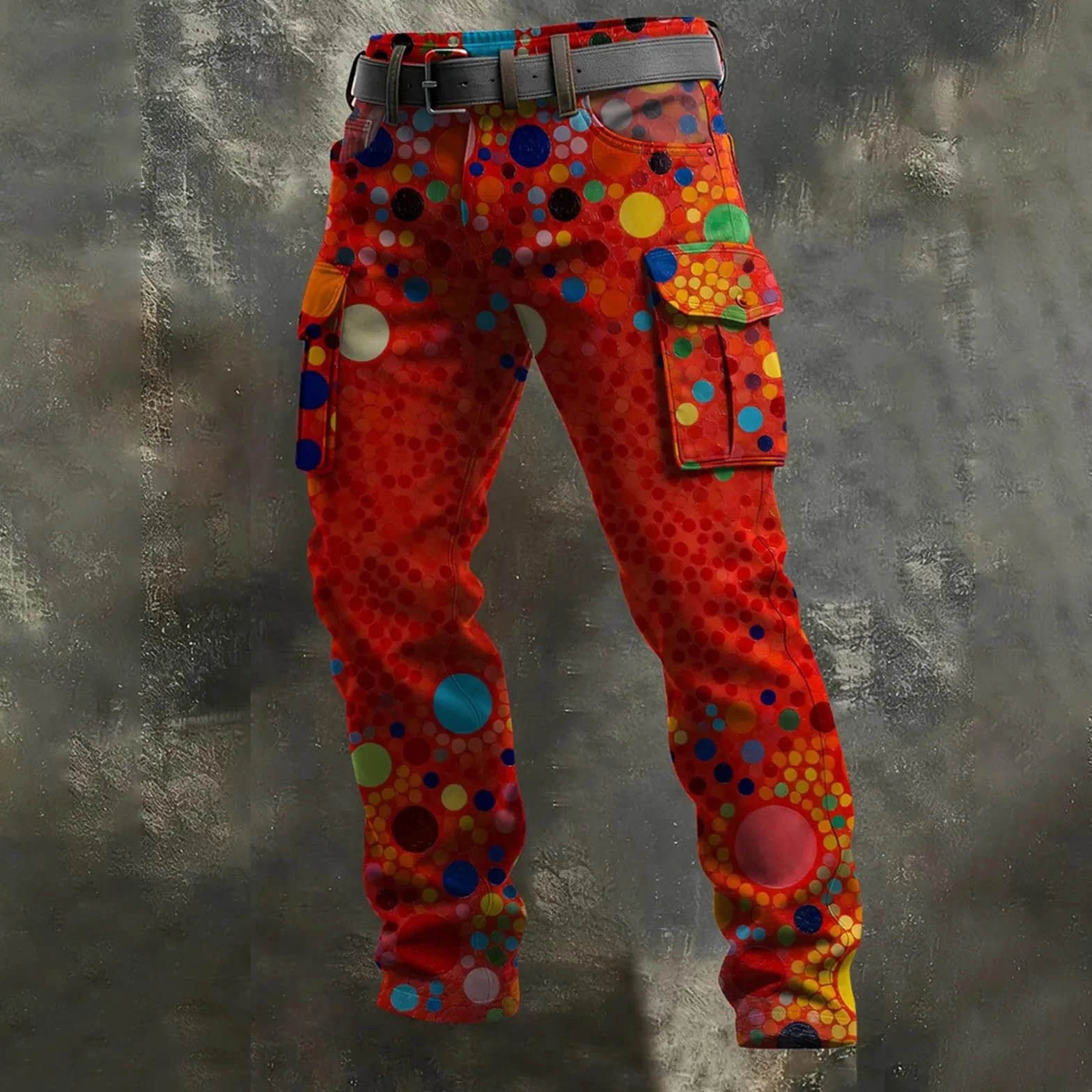 Pantaloni cargo da uomo a pois con tasche multiple slim fit per feste lavoro e tempo libero