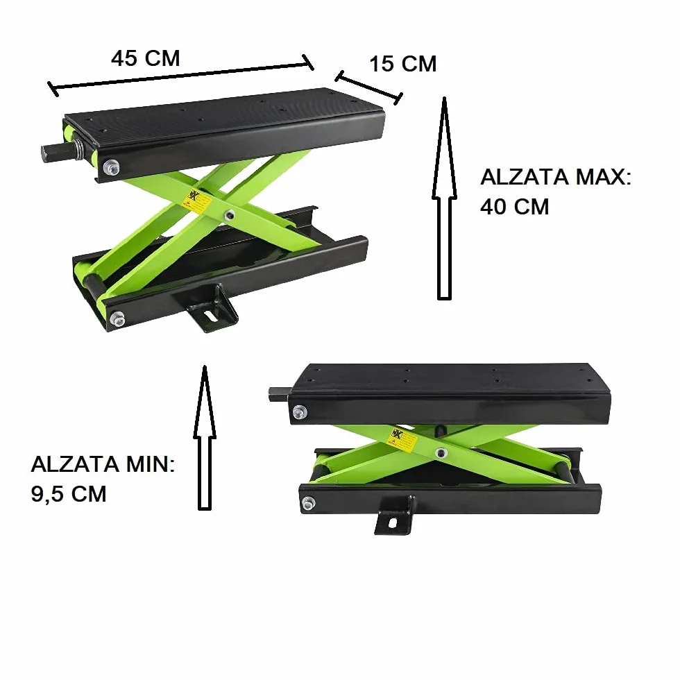Partenopeautensili® Sollevatore Motocicletta Crick cavalletto alzamoto martinetto Idraulico per Moto Tavolo con Base 45x15 cm Portata Max 500 kg Altezza min.9.5mm Max.400mm by JBM