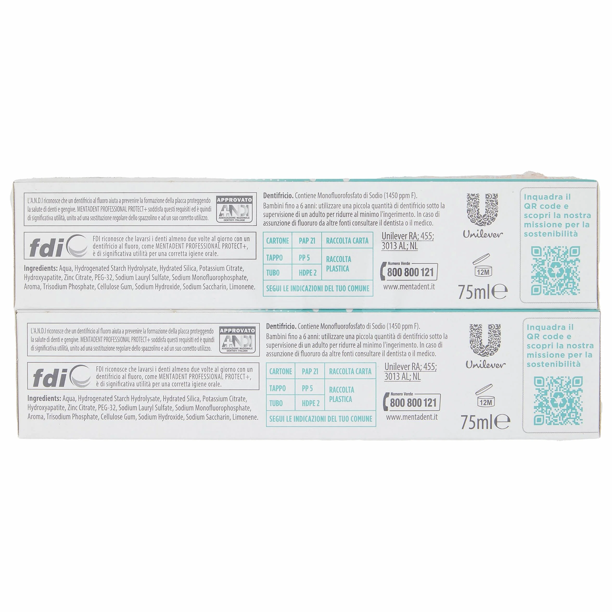Mentadent Professional Dentifricio Protect+ Carie 2x75 ml