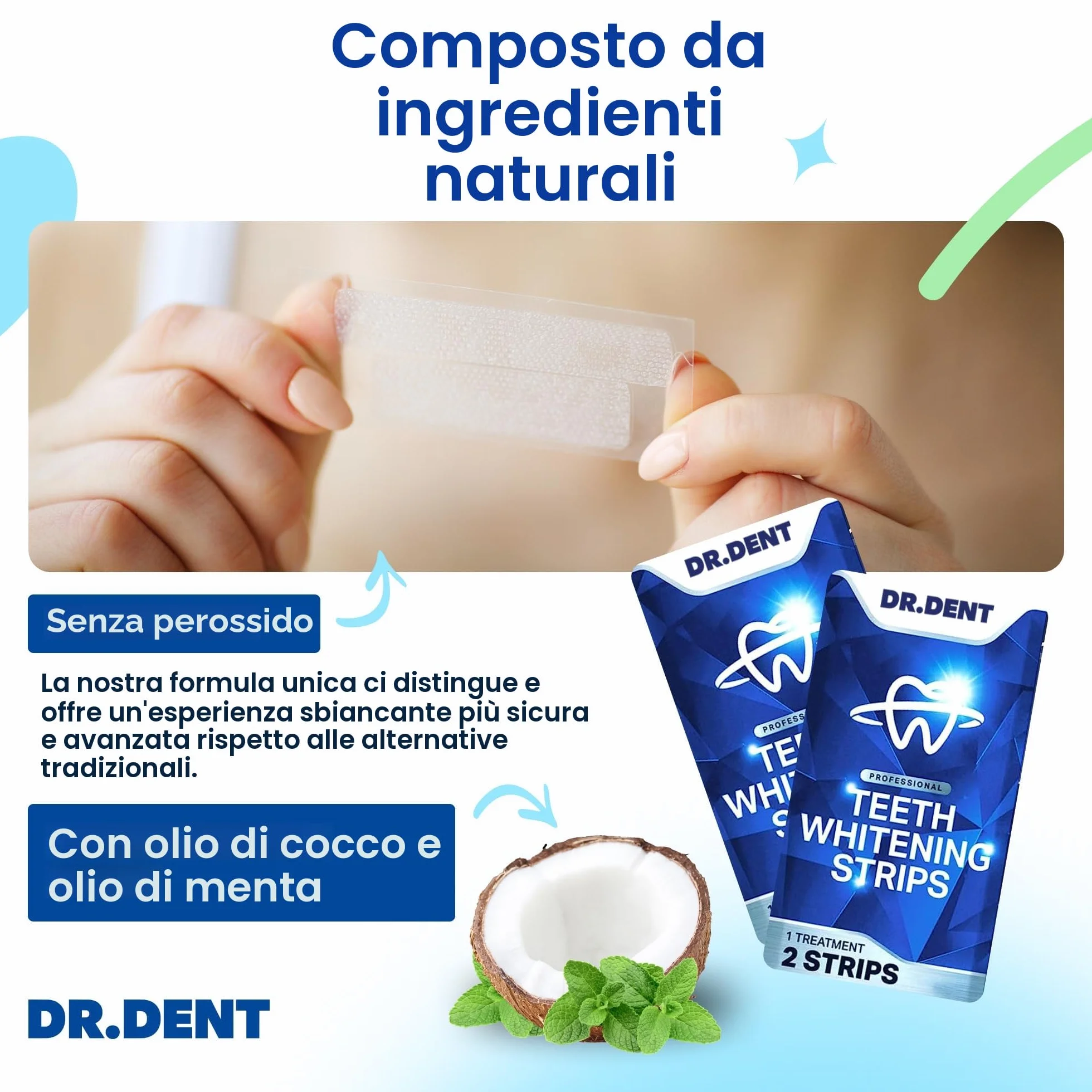 DRDENT Strisce sbiancanti per denti, 7 trattamenti, sbiancamento non sensibile
