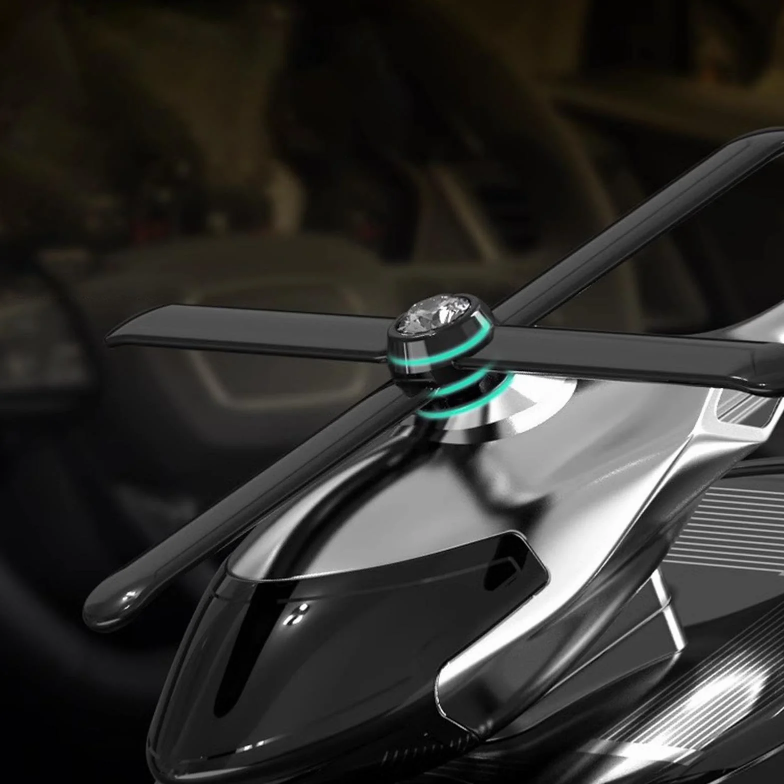 Deodorante per auto a forma di elicottero ad energia solare diffusore rotante aromaterapia con profumi naturali