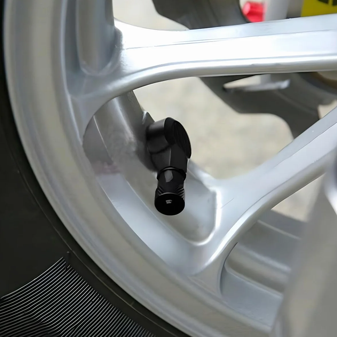 JNNJ 2 Pezzi Valvola per Pneumatici da 90 Gradi, Universale Moto Alluminio Ruote Pneumatico Valvola Steli Tappi 90 Gradi Auto Strumenti, Lega di Alluminio Adattatore per Copri Valvole Moto(Rosso)