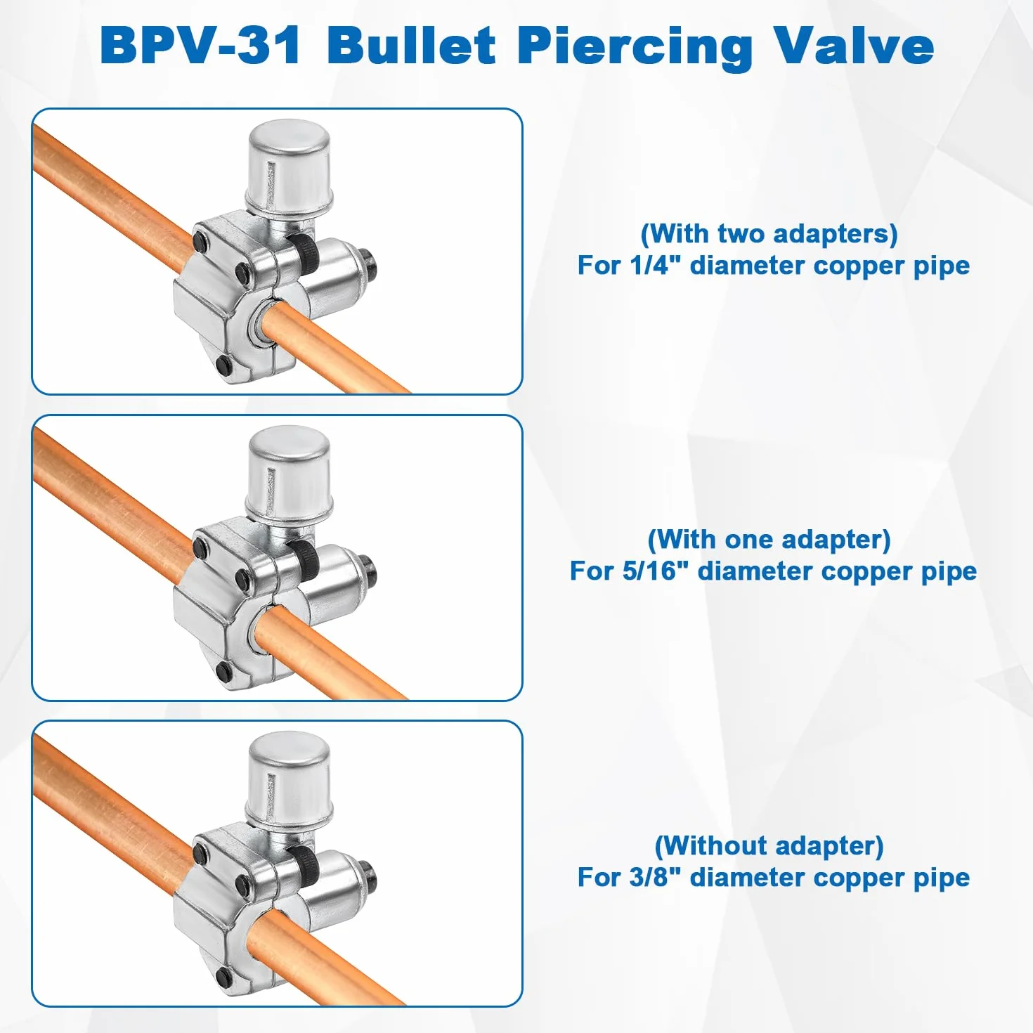 Gosknor BPV-31 Valvola Perforante Proiettile 10pz con Chiavi Esagonali e Adattatori, Compatibile Tubi 1/4" 5/16" 3/8"