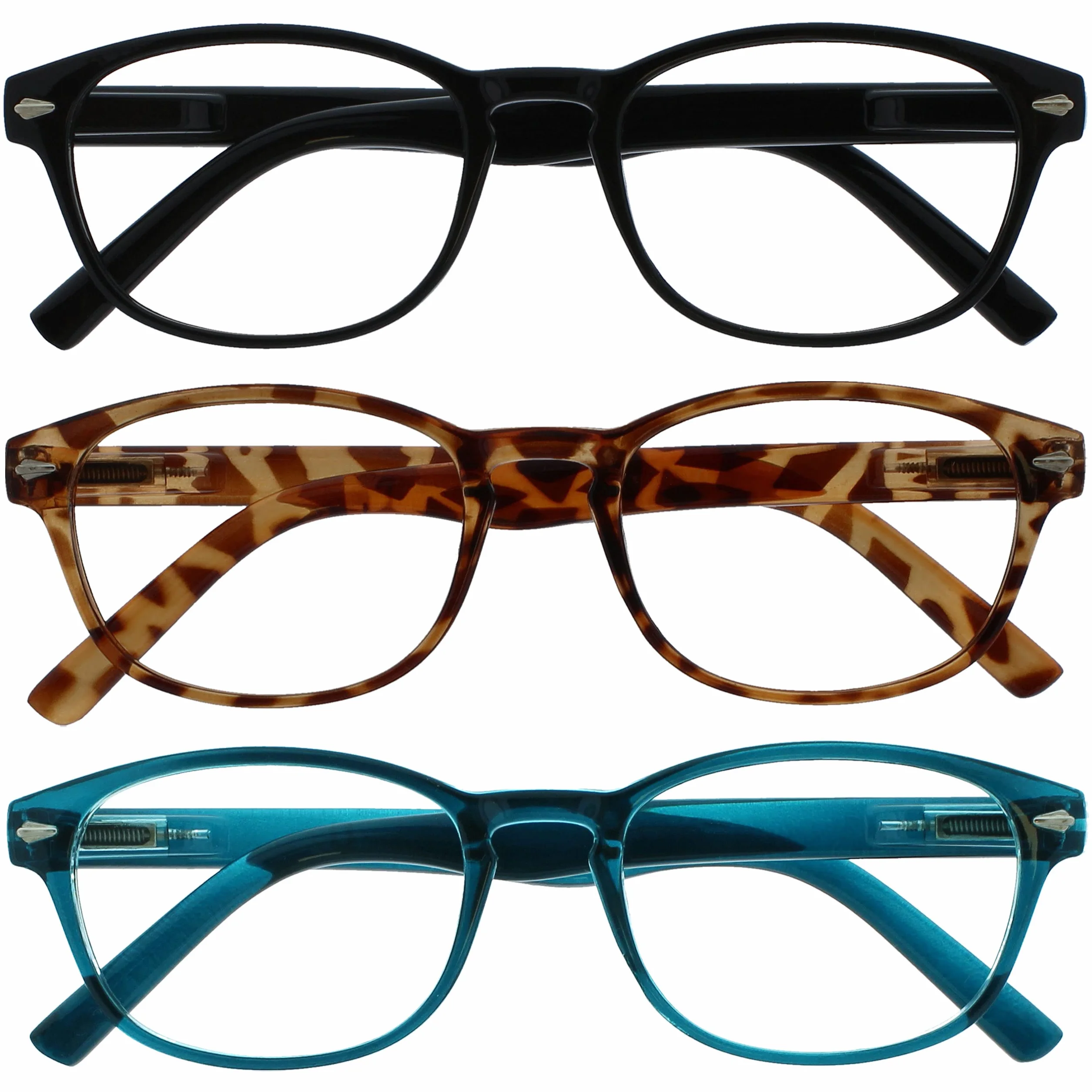 OPULIZE Occhiali Da Lettura Speciale 3 Pacco Misto +3,50 Mare Blu Marrone Tartaruga Nero Donna Uomo