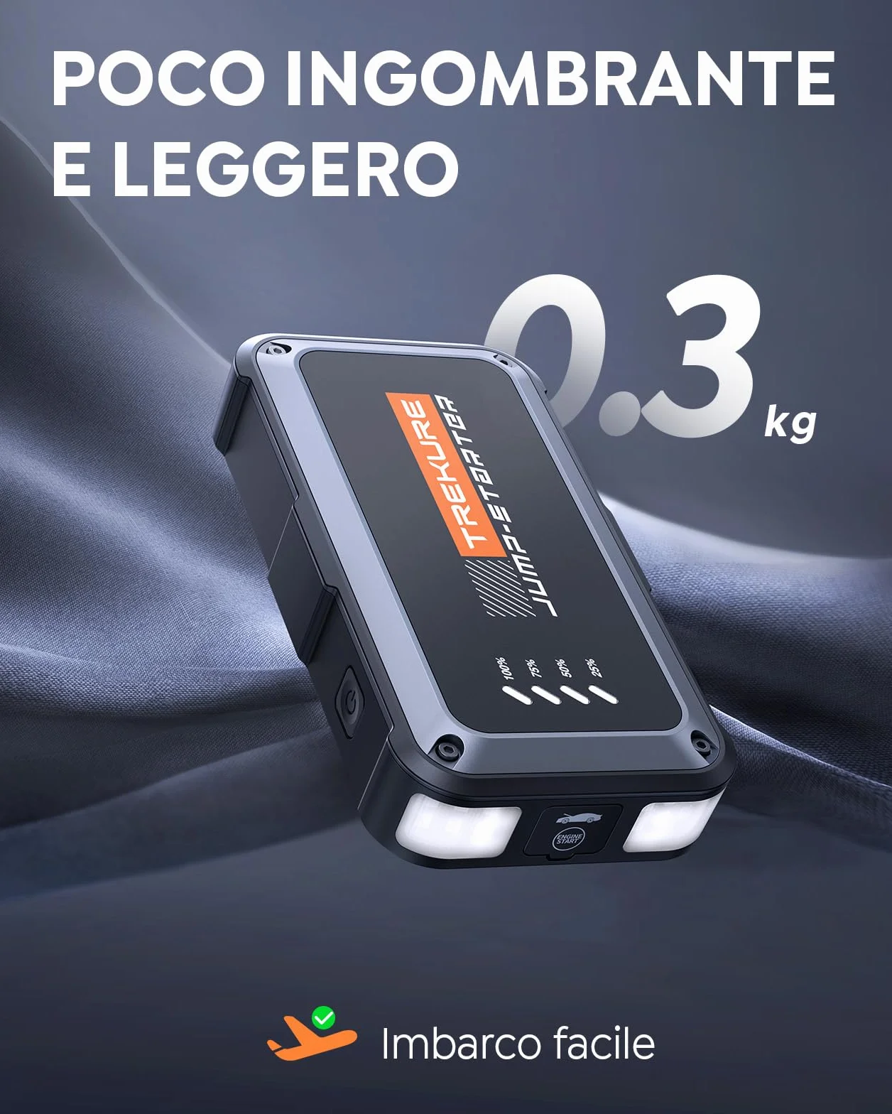 TREKURE Avviatore Batteria Auto 5000A 16800mAh 12V Booster Avviamento Portatile per Motori 9.0L Benzina 8.5L Diesel