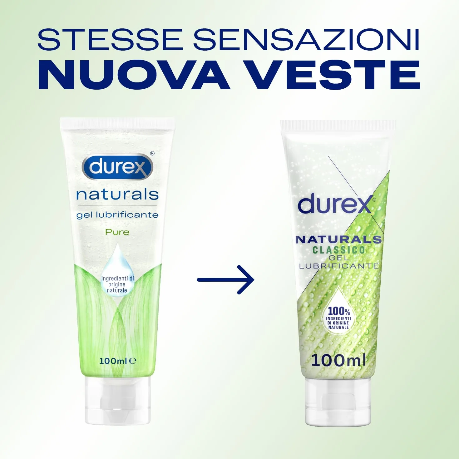 Durex Naturals Pure Gel Lubrificante Intimo, 100% Ingredienti di Origine Naturale, 100ml