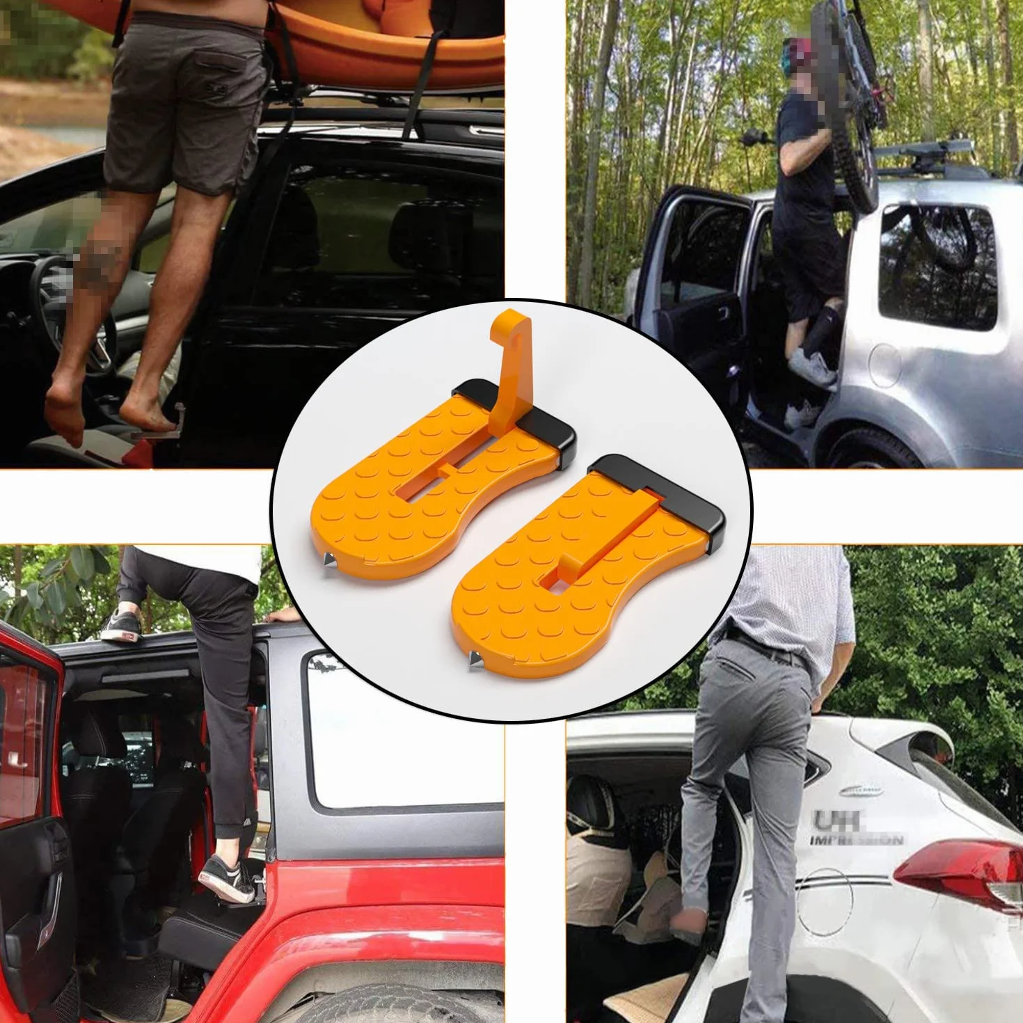 Universal Car Door Latch Step, Pieghevole Car Roof Rack Step con vetro window Breaker, facile accesso al tetto per la maggior parte dell'automobile, SUV, carico massimo 400 LBS (Arancia)