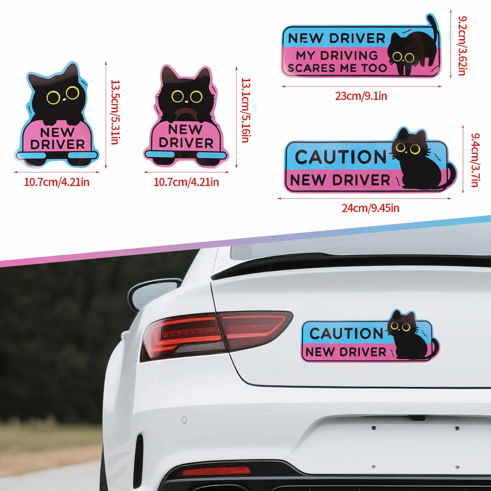 MagnetiAuto Gatto Nero Driver Gatto Tremolante Cartone Animato Segnali Sicurezza Adesivi Magnetici Paraurti Auto Neopatentati