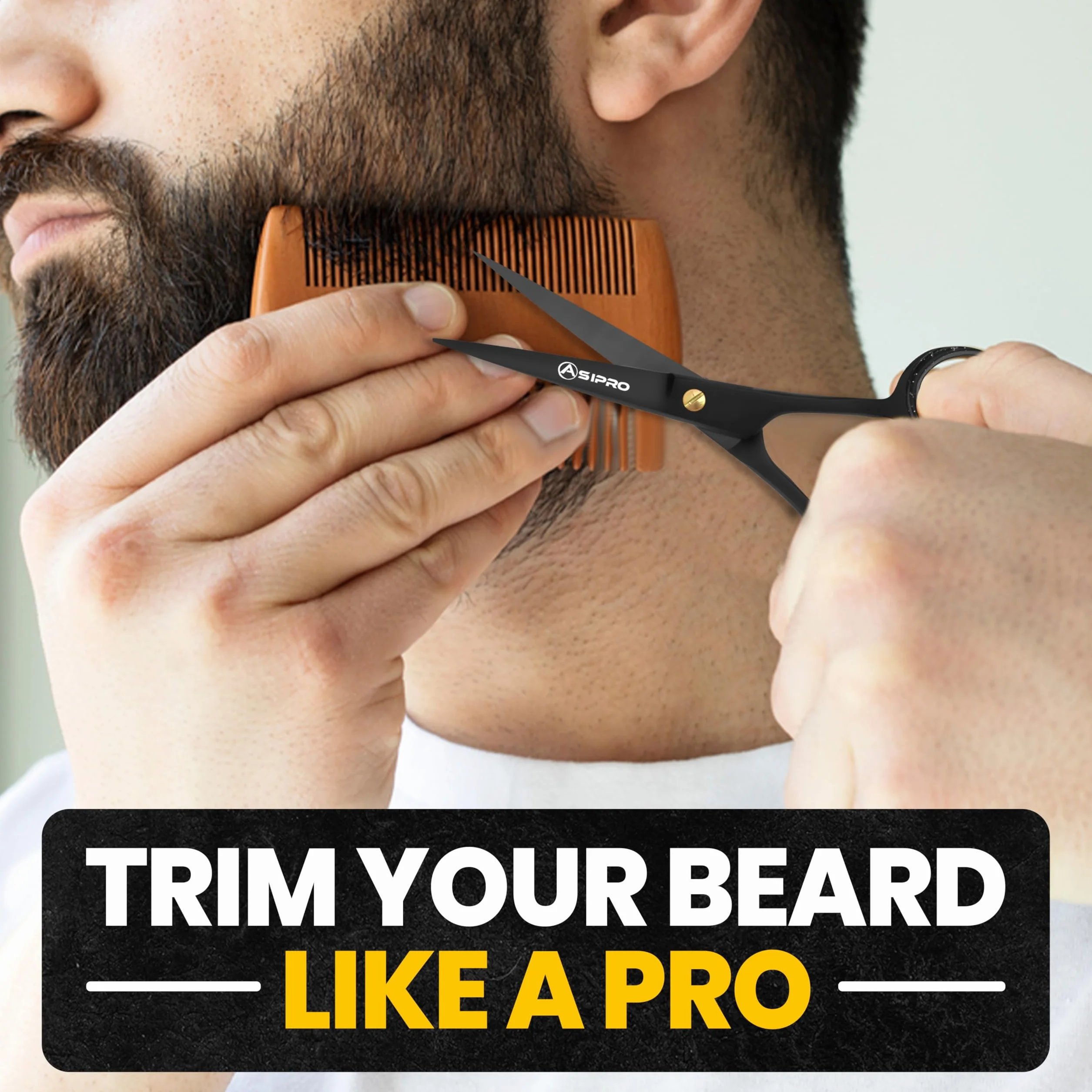 Forbici Barba e Baffi Professionali 5" 12.7cm Kit Barba con Pettine e Astuccio