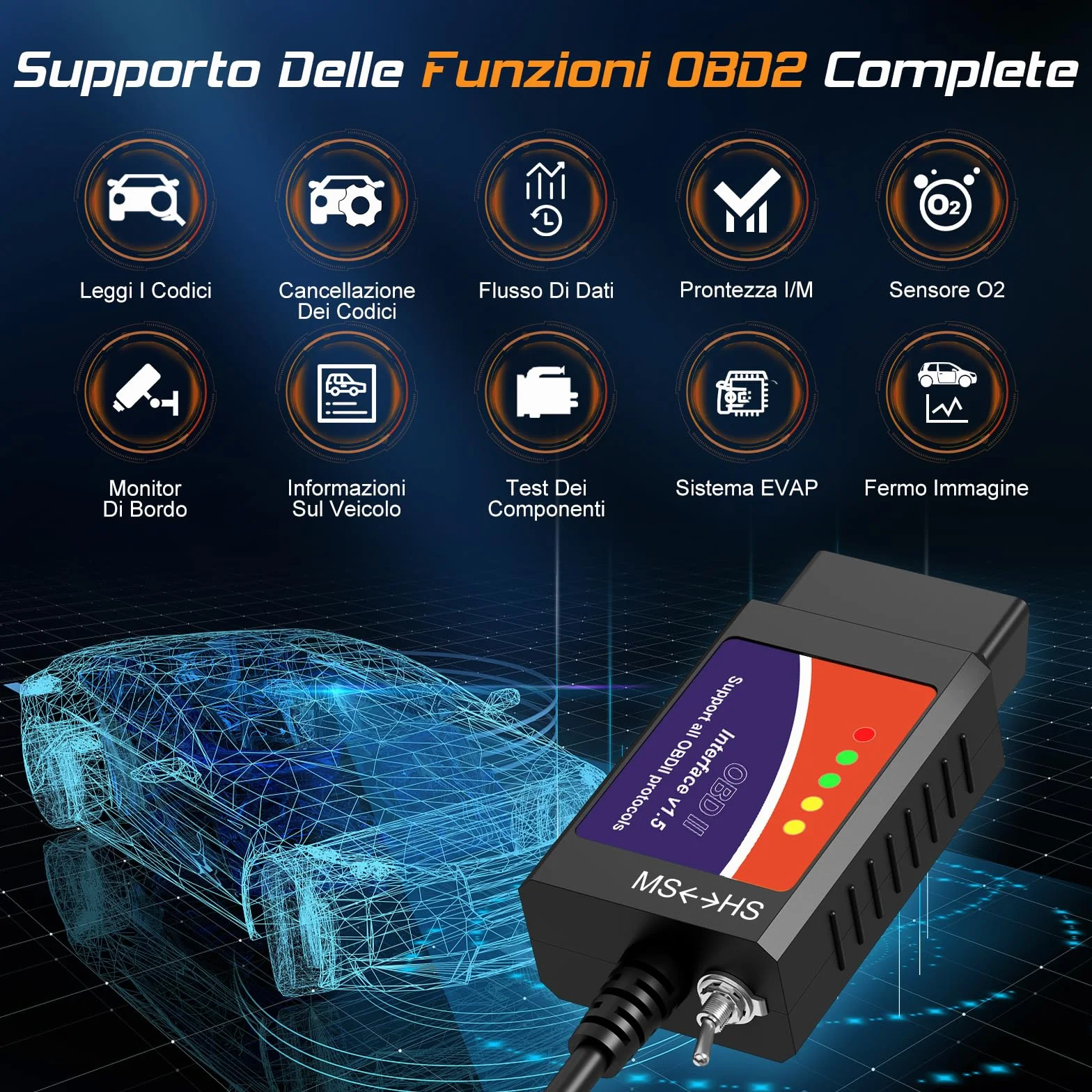 FORScan OBD2 Scanner OBDII Diagnostico per Windows, Strumento Codificazione con Interruttore MS-Can/HS-Can per Ford Lincoln Mazda Mercury