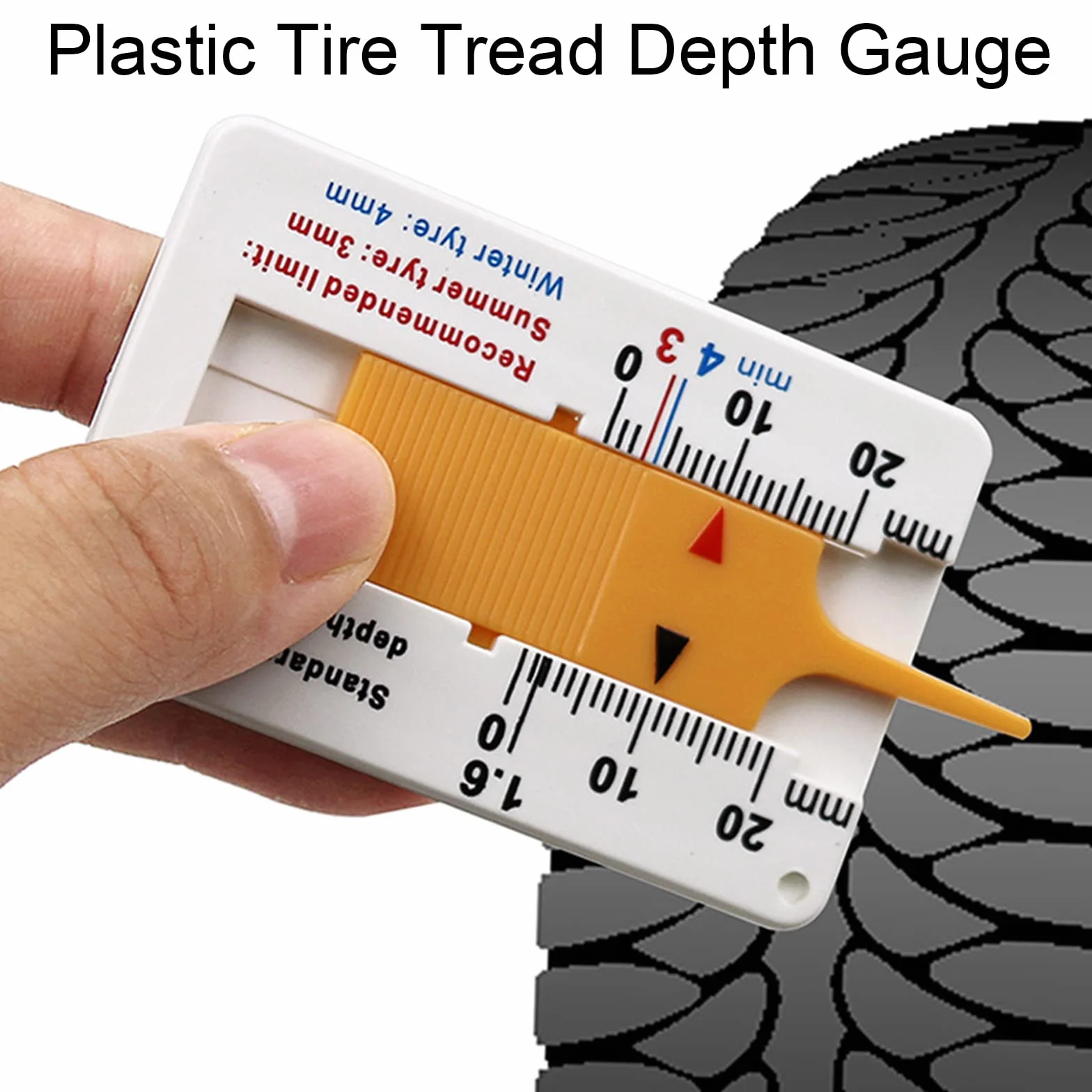 Spessimetro per Pneumatici Misuratori Spessore Battistrada 0-20mm Tyre Tread Depth Gauge (4 Pezzi)