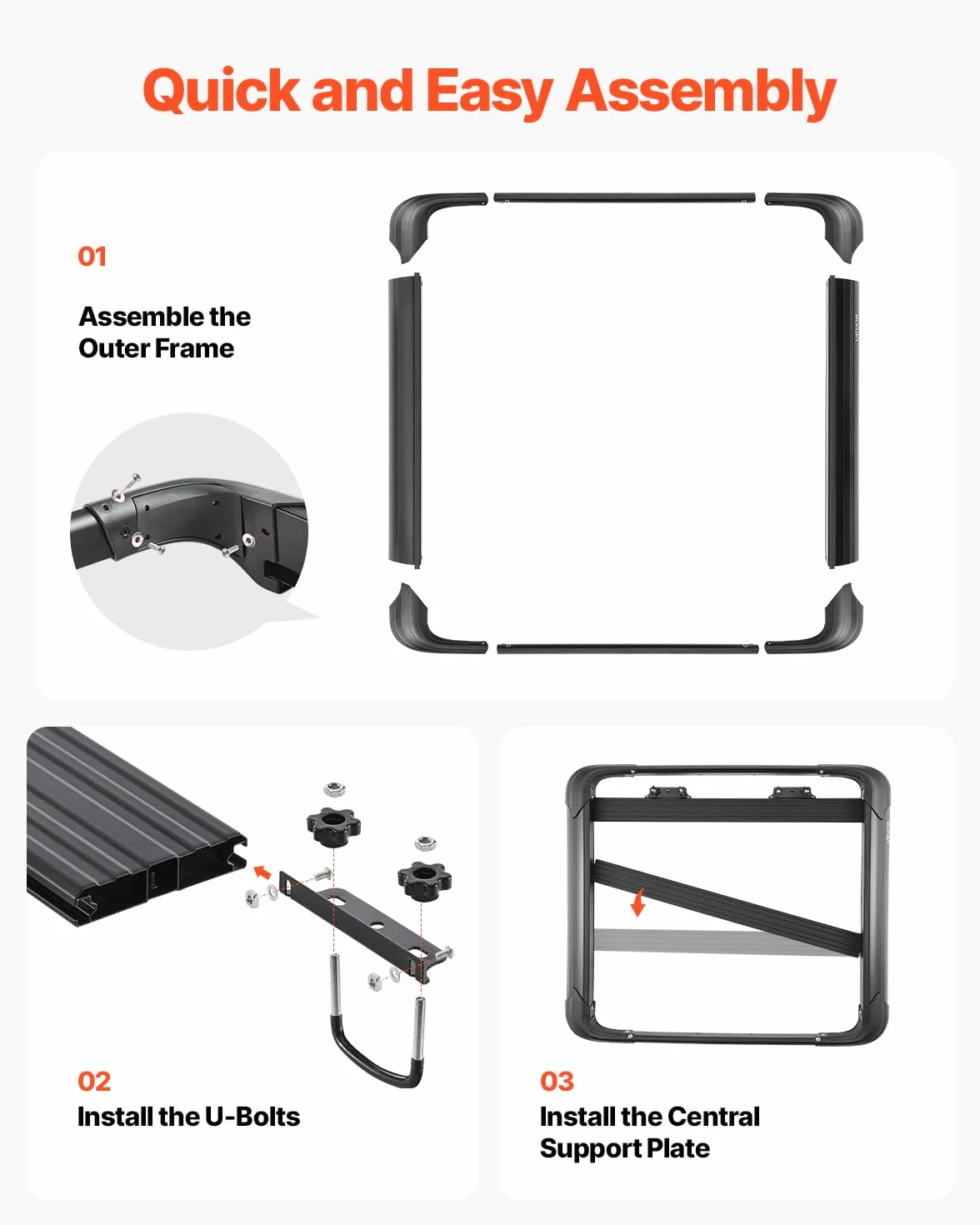 VEVOR Portapacchi da Tetto, Portabagagli Durevole da Tetto per Auto con Capacità 68 kg, Recinzione, Acciaio Legato Antiruggine, Carenatura Antivento, per Auto SUV 1216 x 1020 x 142 mm