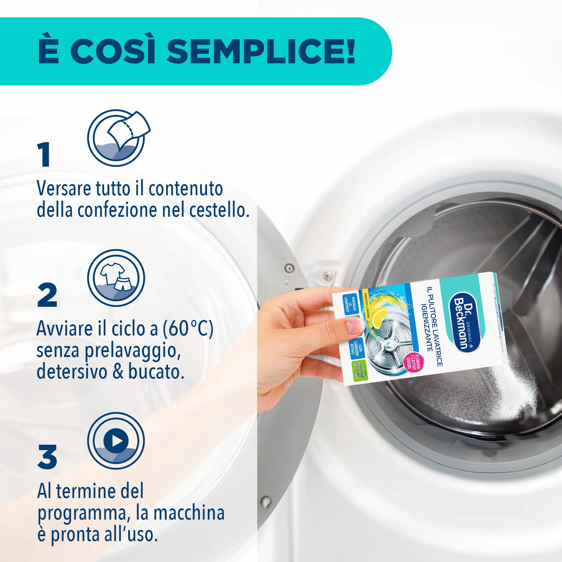 Dr. Beckmann Pulitore Lavatrice Igienizzate 250 g con Carboni Attivi