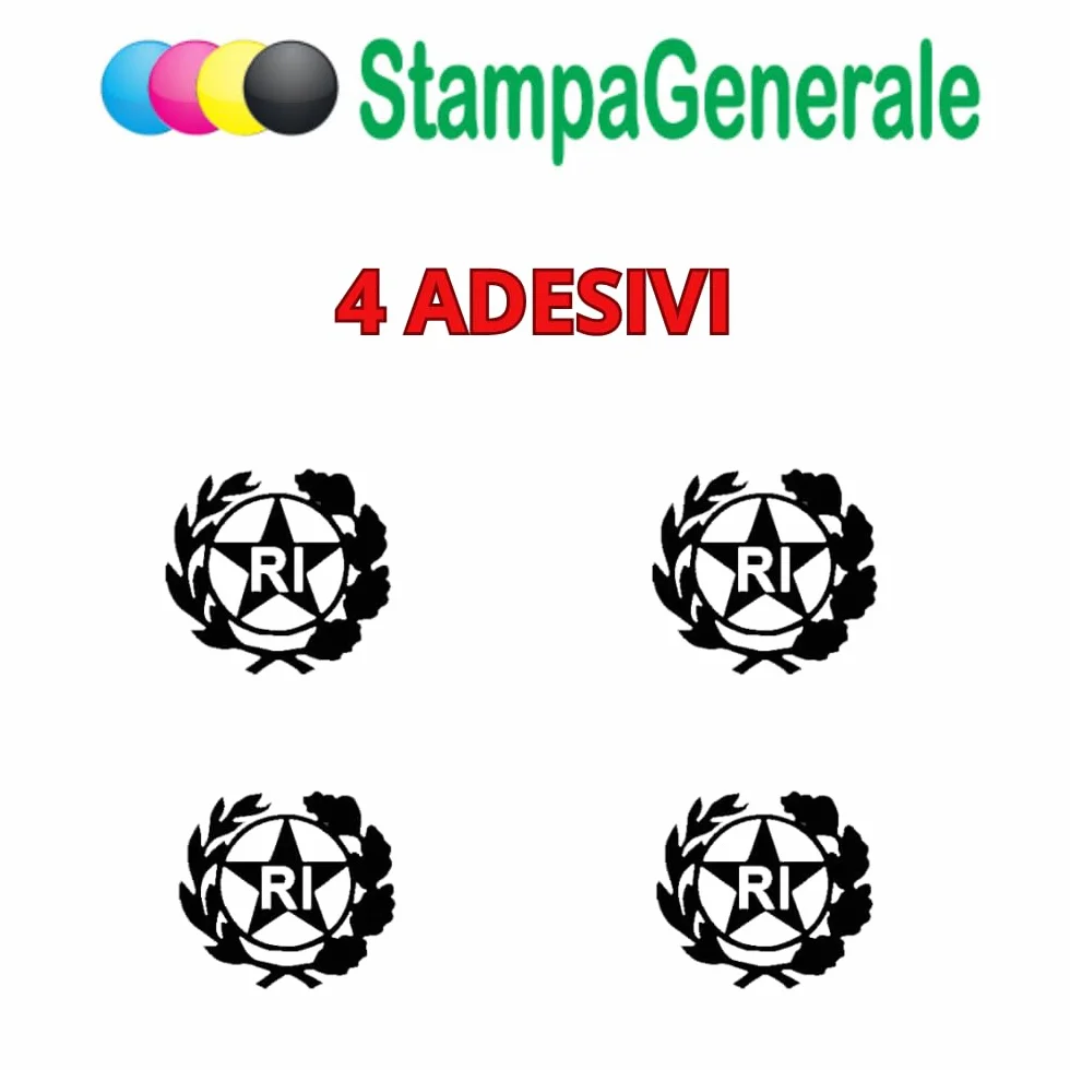 StampaGenerale 4 Pz Bollino Adesivo per Targa Auto Moto Stemma Logo RI PVC Resistente Impermeabile 13x13 mm