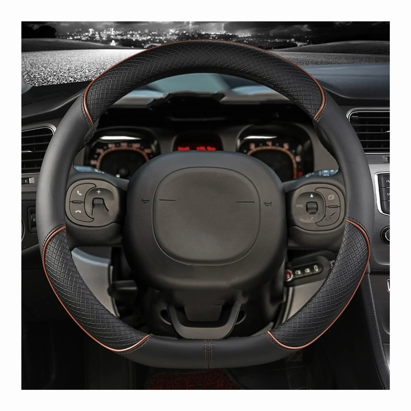 Coprivolante Coprivolante per Auto per Fiat per Panda 2013 2014 2015 2016 2017 2018 2019 2020 2021 2022 Accessori per Auto Volante Coprivolante(D Coffee)