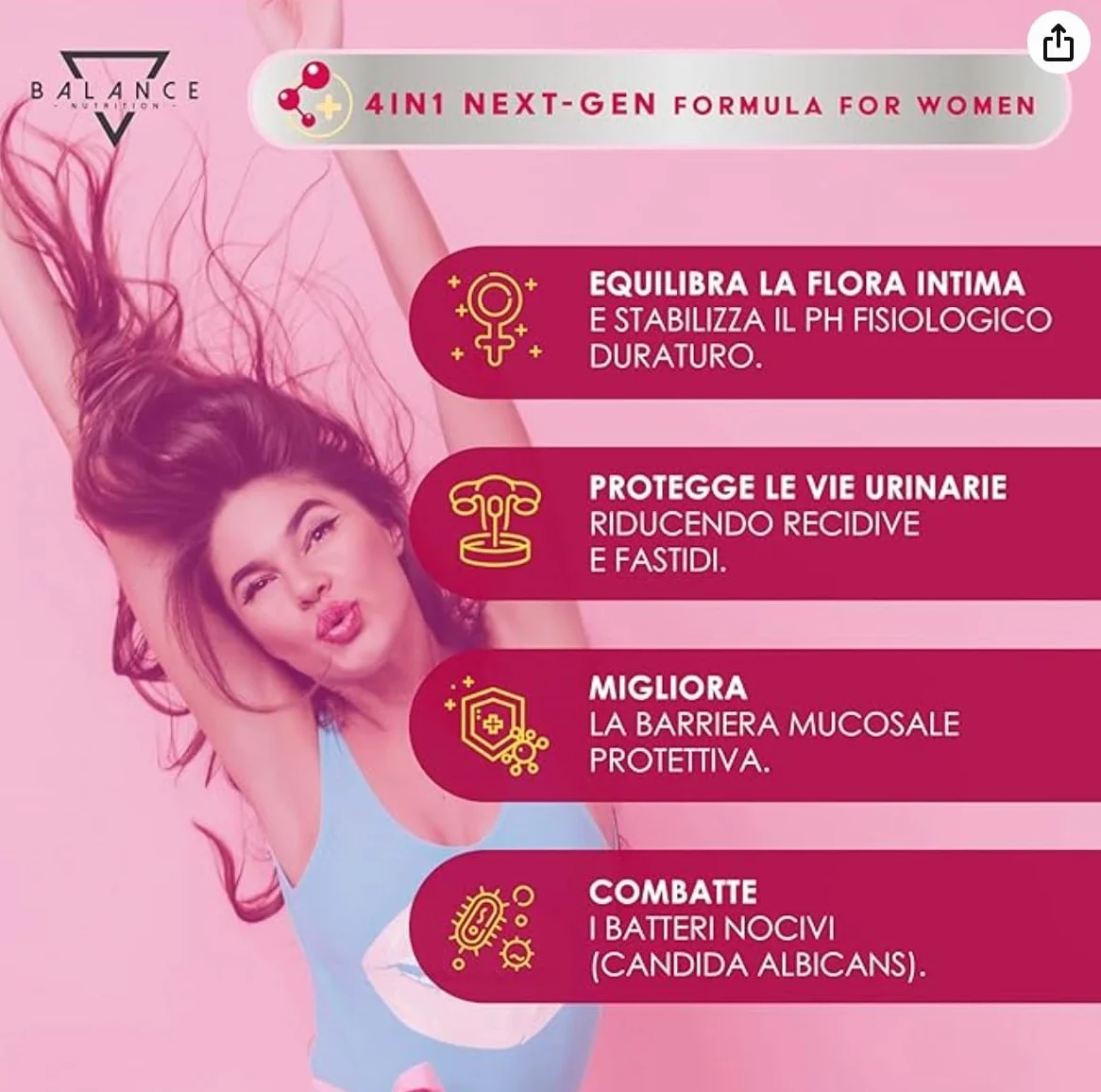 Probiotici e Prebiotici per la Flora Intima 200 Capsule 30 Miliardi CFU/giorno Lactobacillus Rhamnosus Reuteri Crispatus Fermentum Mirtillo Rosso