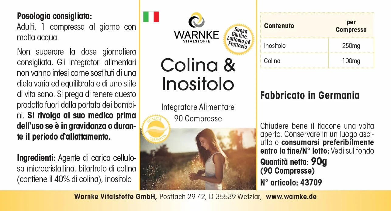 Warnke Vitalstoffe Compresse di colina con inositolo 90 Compresse