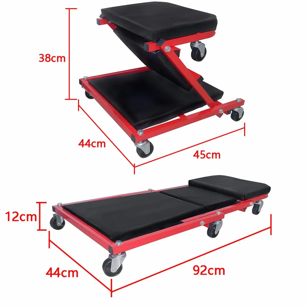 Lettino per officina auto 2 in 1 con rotelle, 150 kg, rotelle girevoli 360°