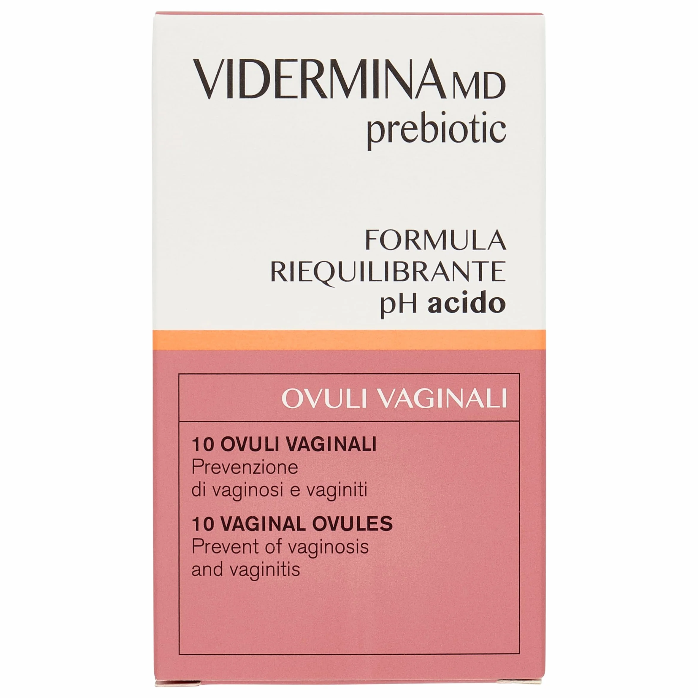 Vidermina MD Prebiotic 10 Ovuli Vaginali 3,0 g – Riequilibrante pH acido – Previene Vaginosi e Vaginiti Batteriche