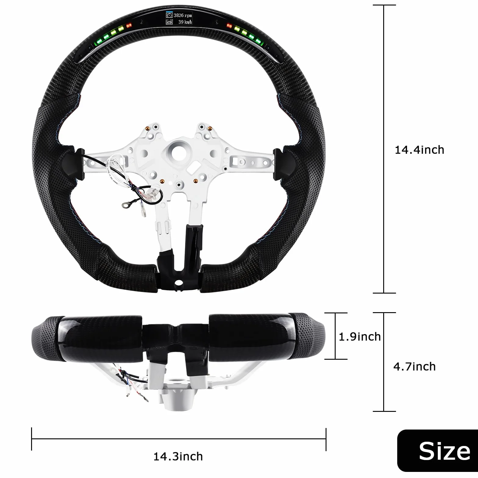 Volante LED in fibra di carbonio per BMW M Sportserie/M Performance Serie M5 F10 F11 F06 F12 F13 F01 F02 F03 GTF07 M5 F10/F90 M6 F06/F12/F13 M8 F92/F92/F92/F92/F92/F90 3 EU