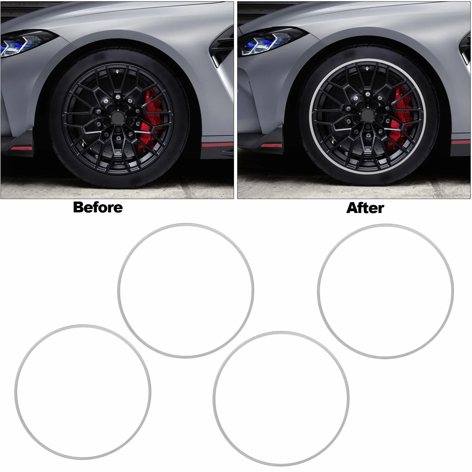 Protector Cerchione Ruote Auto Adesivo Universale in Lega 19 Pollici Protezione Completa Resistente Facile da Installare Bianco