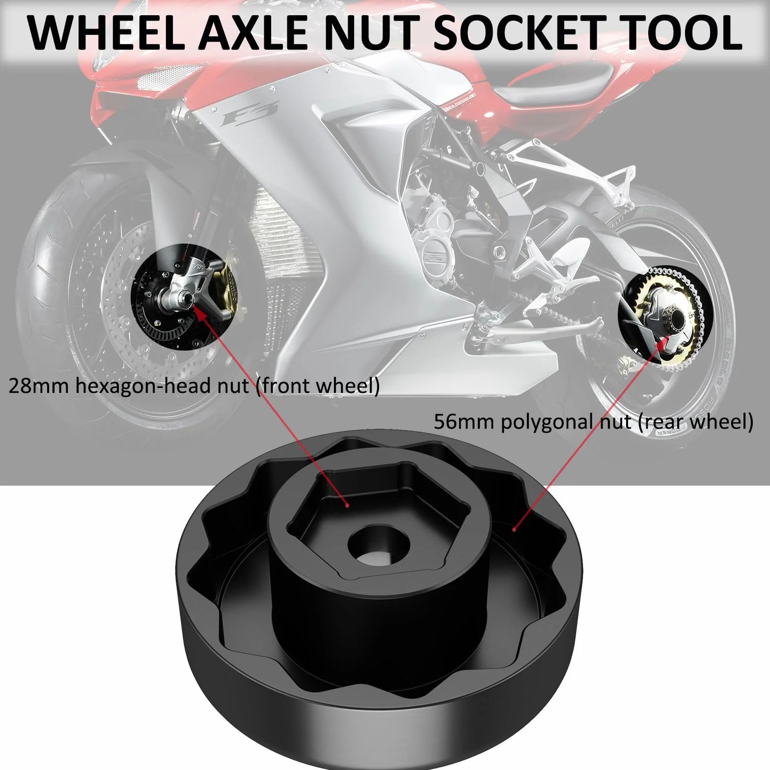 Chiave a bussola per dadi mozzo ruota posteriore in acciaio per MV Agusta F3 675/800