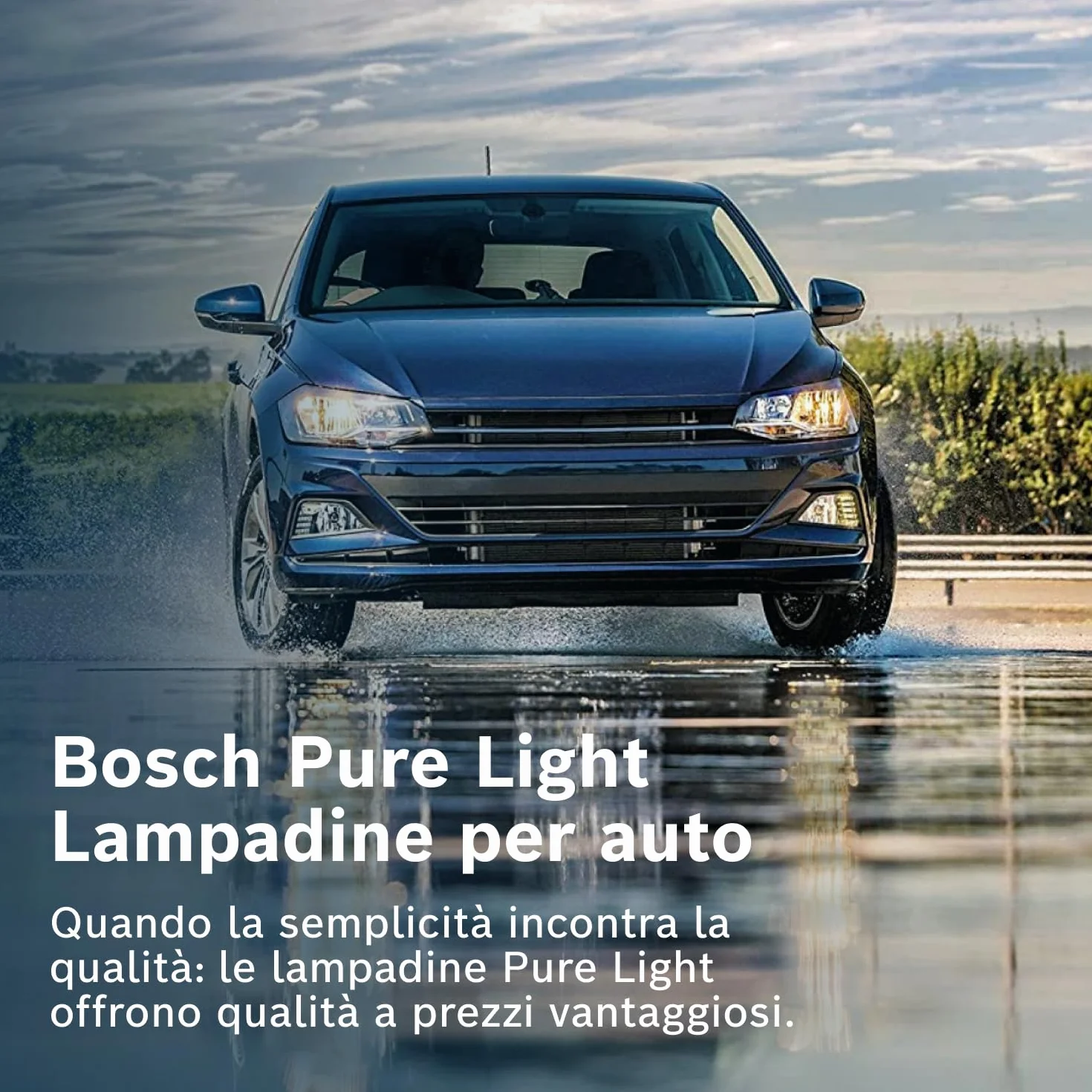 Bosch H4 Pure Light Lampadine Alogene 12V 60/55W P43t Confezione da 2