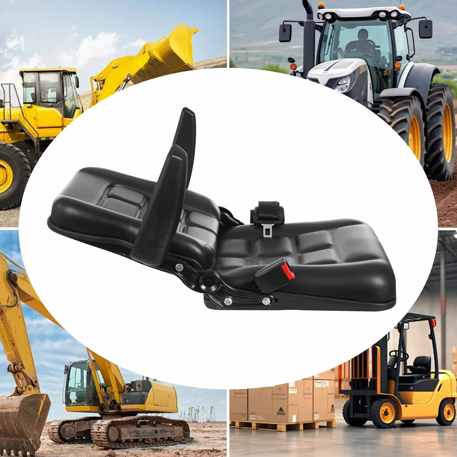 Sedile universale per trattore, sedile per trattore, sedile per carrello elevatore per comfort e stabilità in veicoli come UTV e ATV con area seduta regolabile e poggiatesta