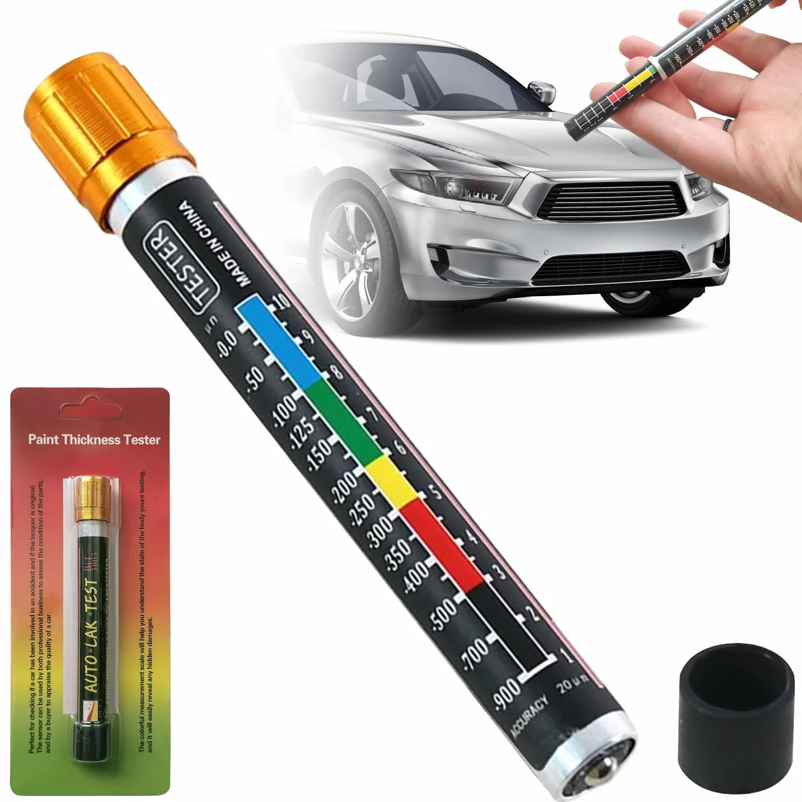 Misuratore di spessore della vernice auto, spessimetro magnetico per strati di vernice