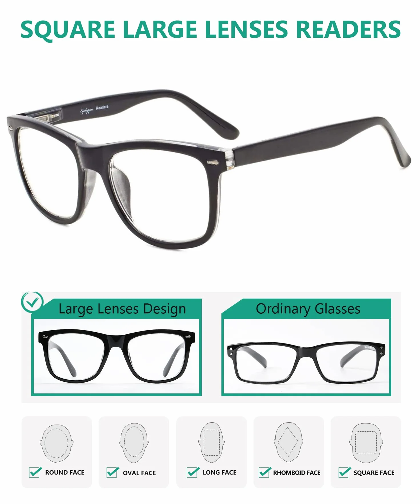 Eyekepper Occhiali da Lettura con Cerniere a Molla Lenti Trasparenti Resistente Nero 0.50