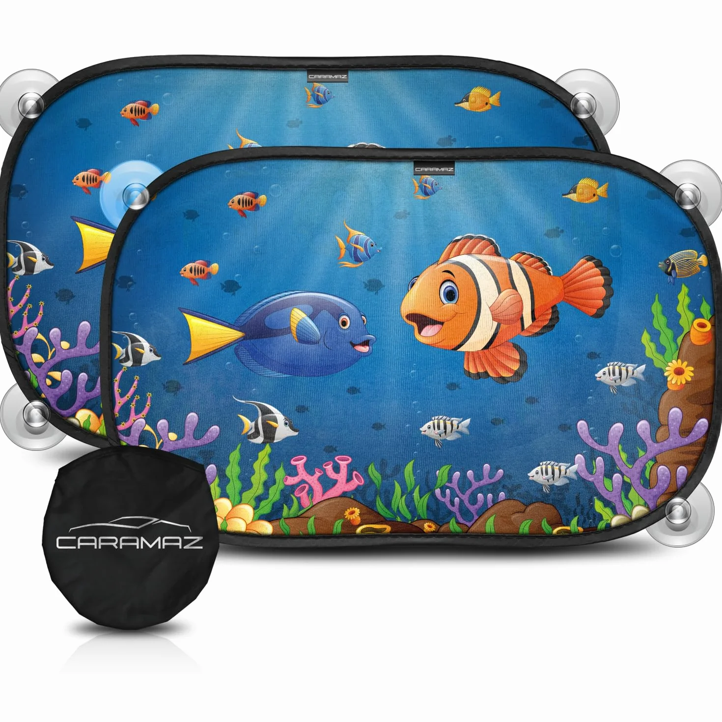 CARAMAZ Parasole per Auto Protezione UV 48 x 30 cm con Ventosa 2 Pezzi