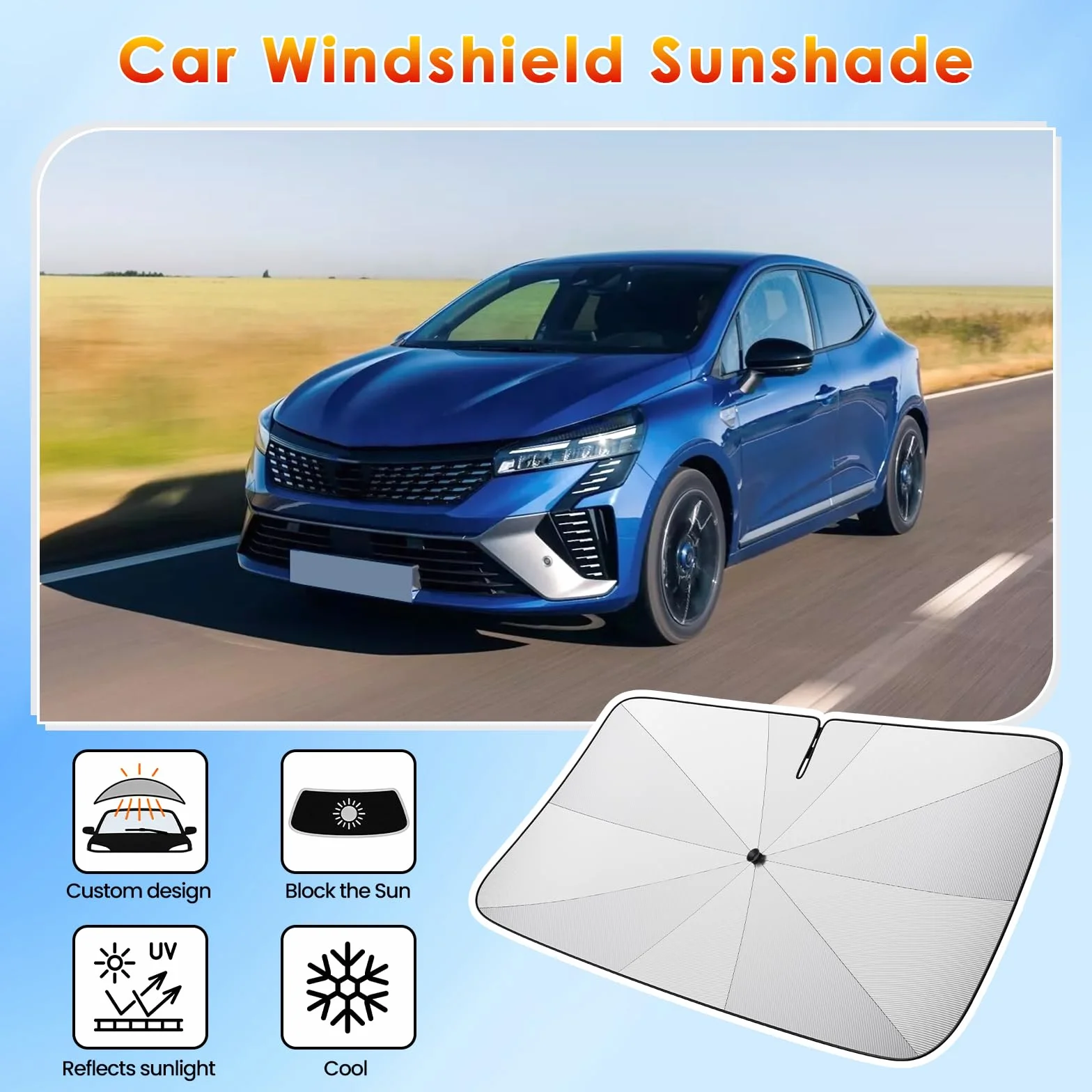 [2026 Aggiornamento] BSTW Compatibile con Renault Clio V 2020-2025 2026 Parasole Parabrezza, Parasole Pieghevole Automatico Design con Coulisse Isolamento Termico e Protezione UV Clio 5 Accessori