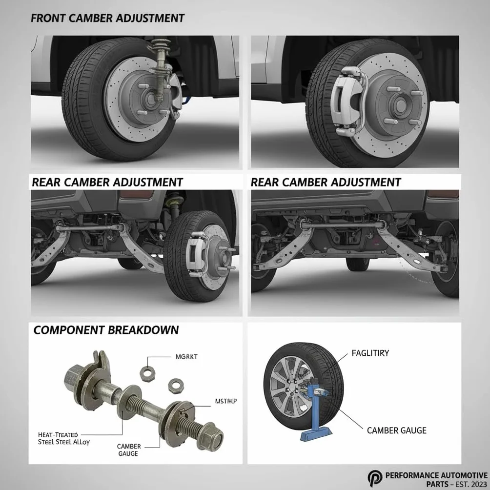 Bullone Camber 4 Pezzi 14mm Curvatura Bulloni a Camma per Veicoli Allineamento Regolabile Kit