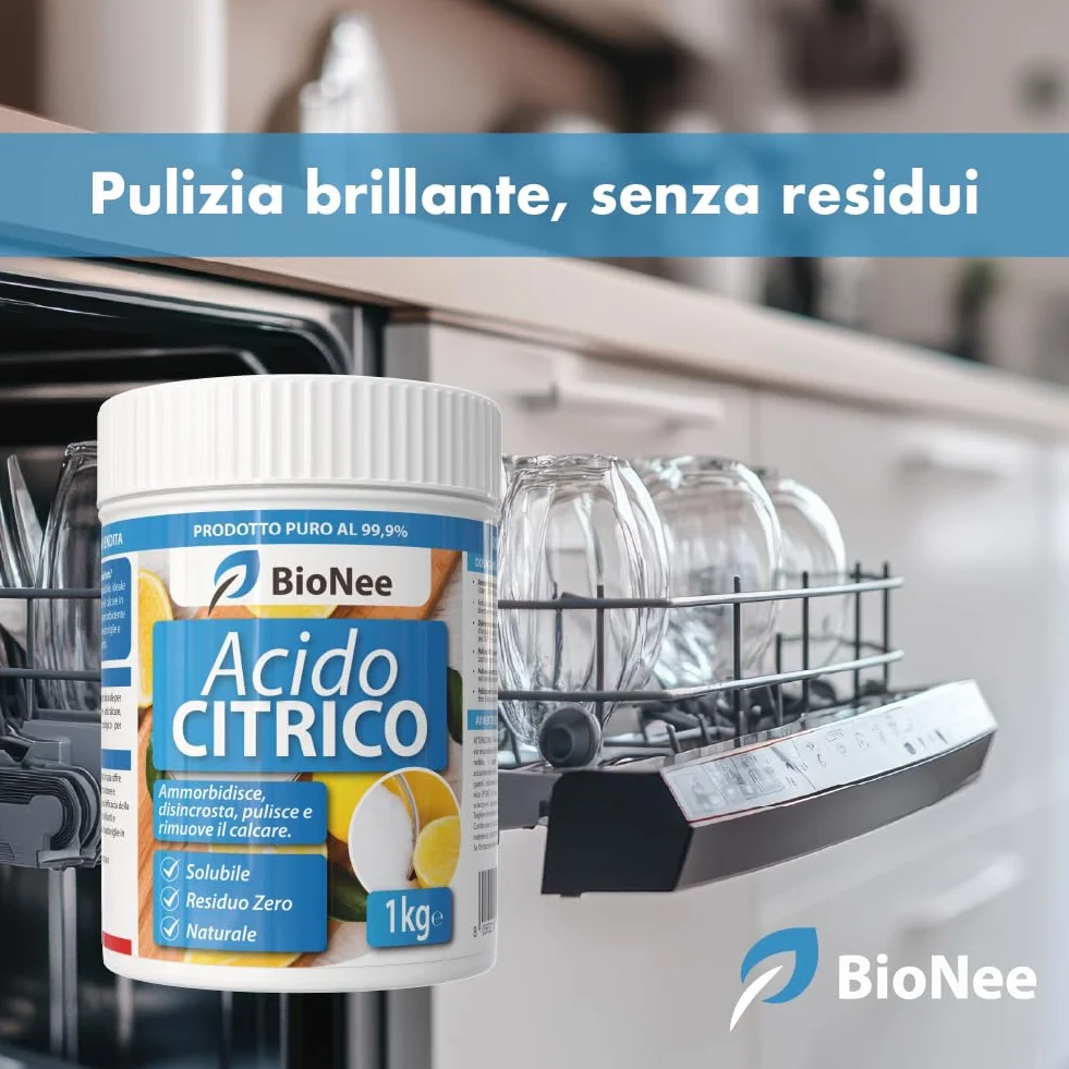 Acido Citrico Puro 1 kg Ammorbidente Lavatrice Anticalcare Disincrostante