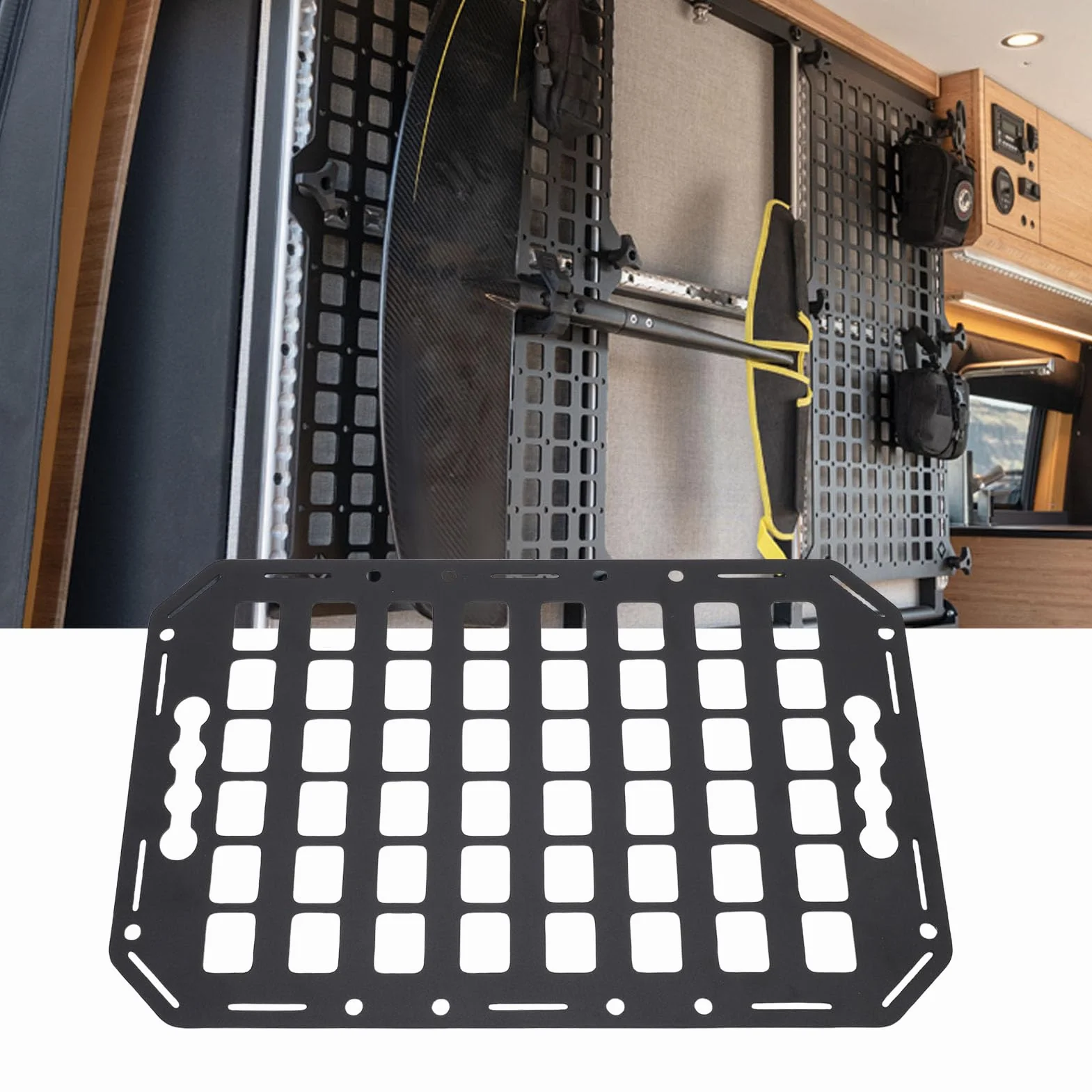 Fockety Pannello Molente a Letto Laterale, 432x273x2mm Aluminium L Traccia Pannello MOLLE Pannello Truck Pannello MOLLE MOLLE Pannello per Berlina SUV Pickup Van RV