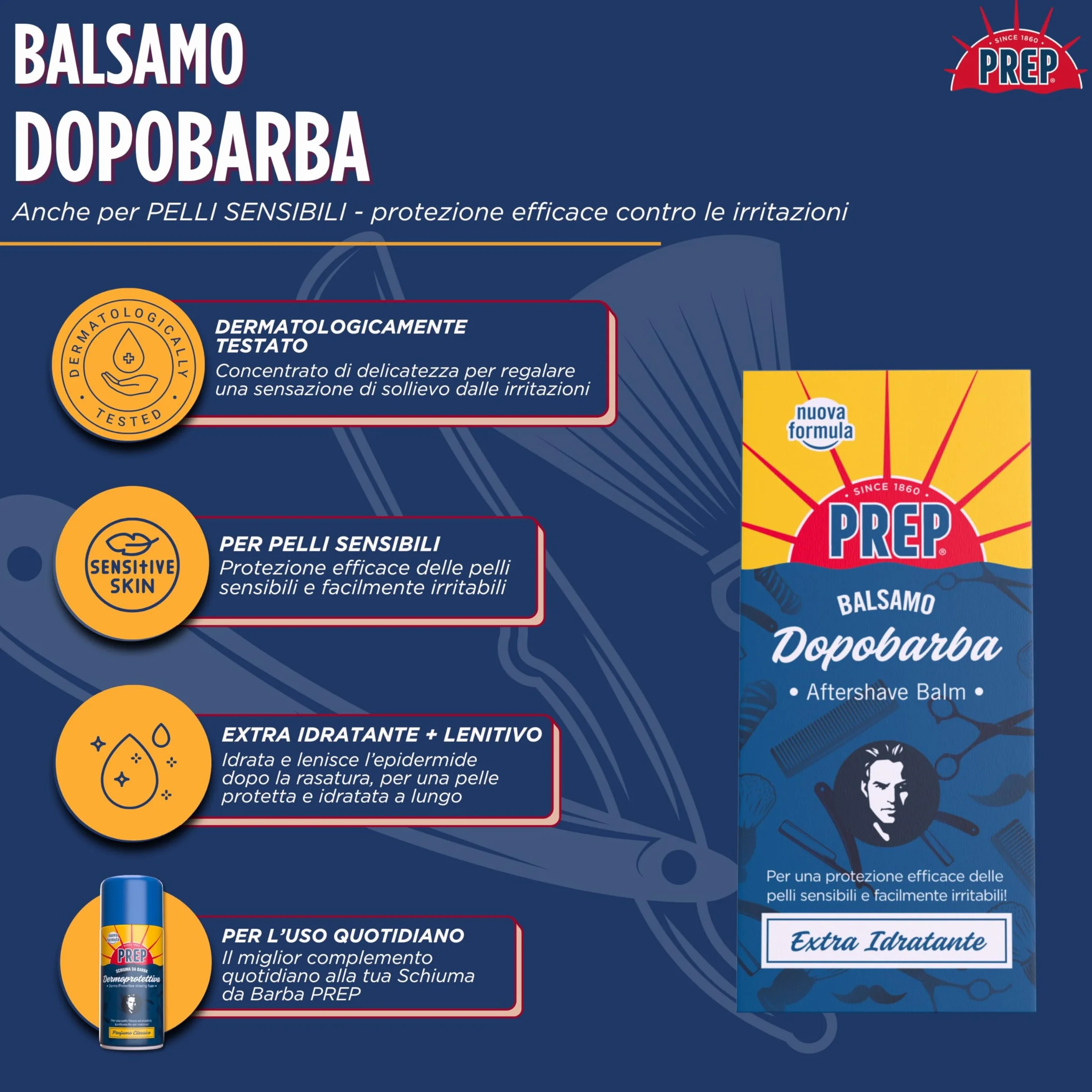 Balsamo Dopobarba Extra Idratante 75ml Per Pelli Sensibili Senza Alcol