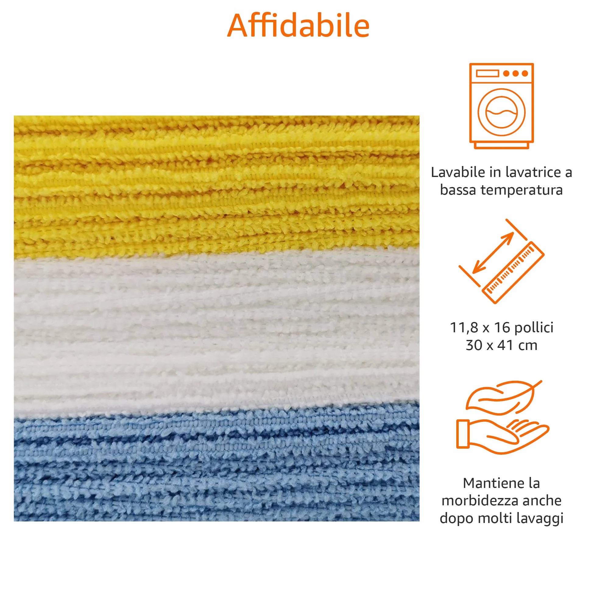 Amazon Basics Panno per la pulizia microfibra, 30.5 x 40.5 cm, Confezione da 24 unità, Multicolore