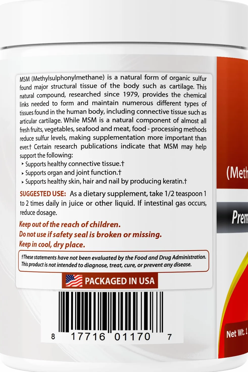 Best Naturals MSM Methylsulfonylmethane Pure Powder 1 Lb