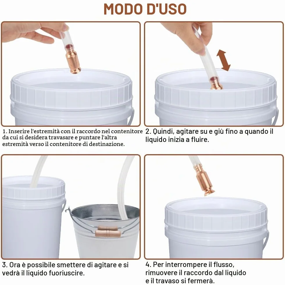 Tubo Pompa a Sifone 1.8M Automatico per Gasolio, Benzina, Carburante, Diametro Interno 18mm