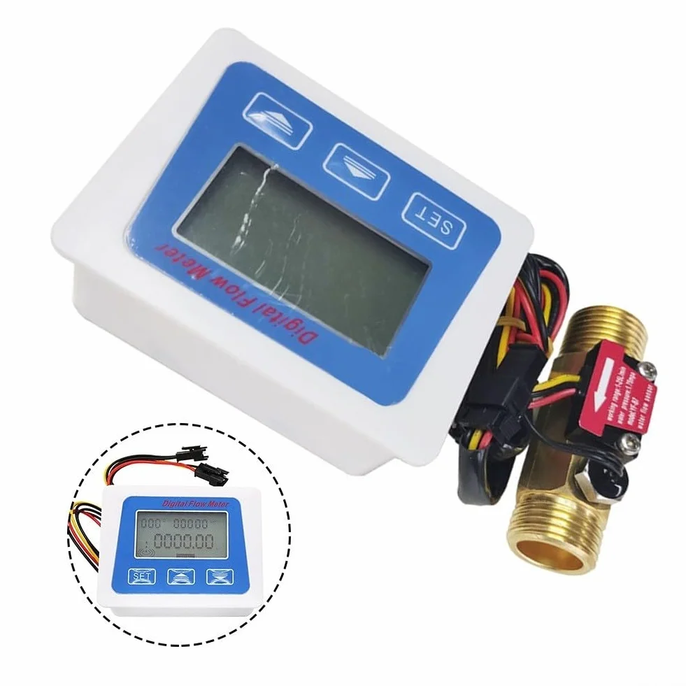 Misuratore di portata del carburante con contatore LCD e sensore, misura il consumo totale di acqua e l'intervallo di temperatura