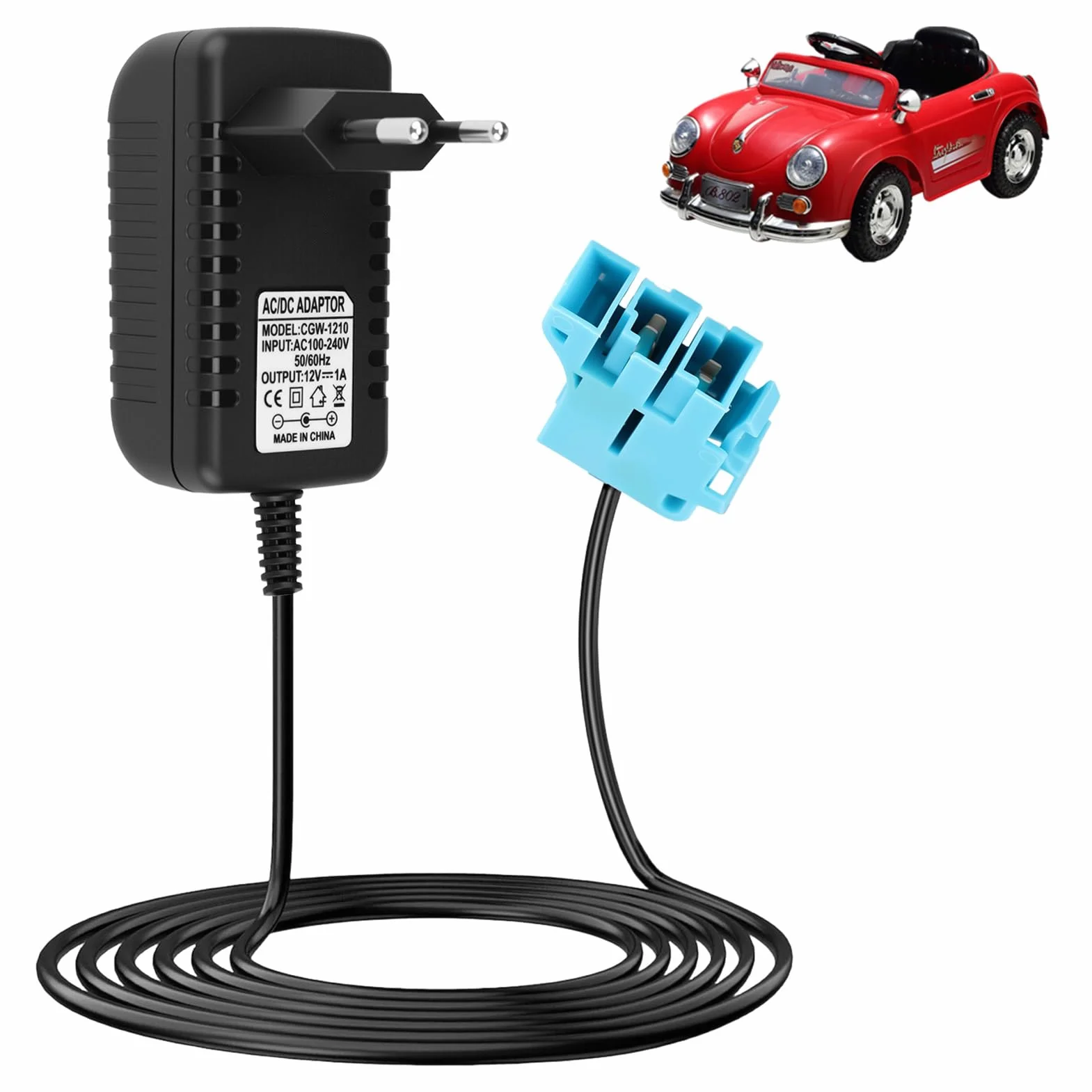 Caricabatteria 12V Peg Perego Universale per Veicoli Elettrici Bambini con Cavo 2M LED