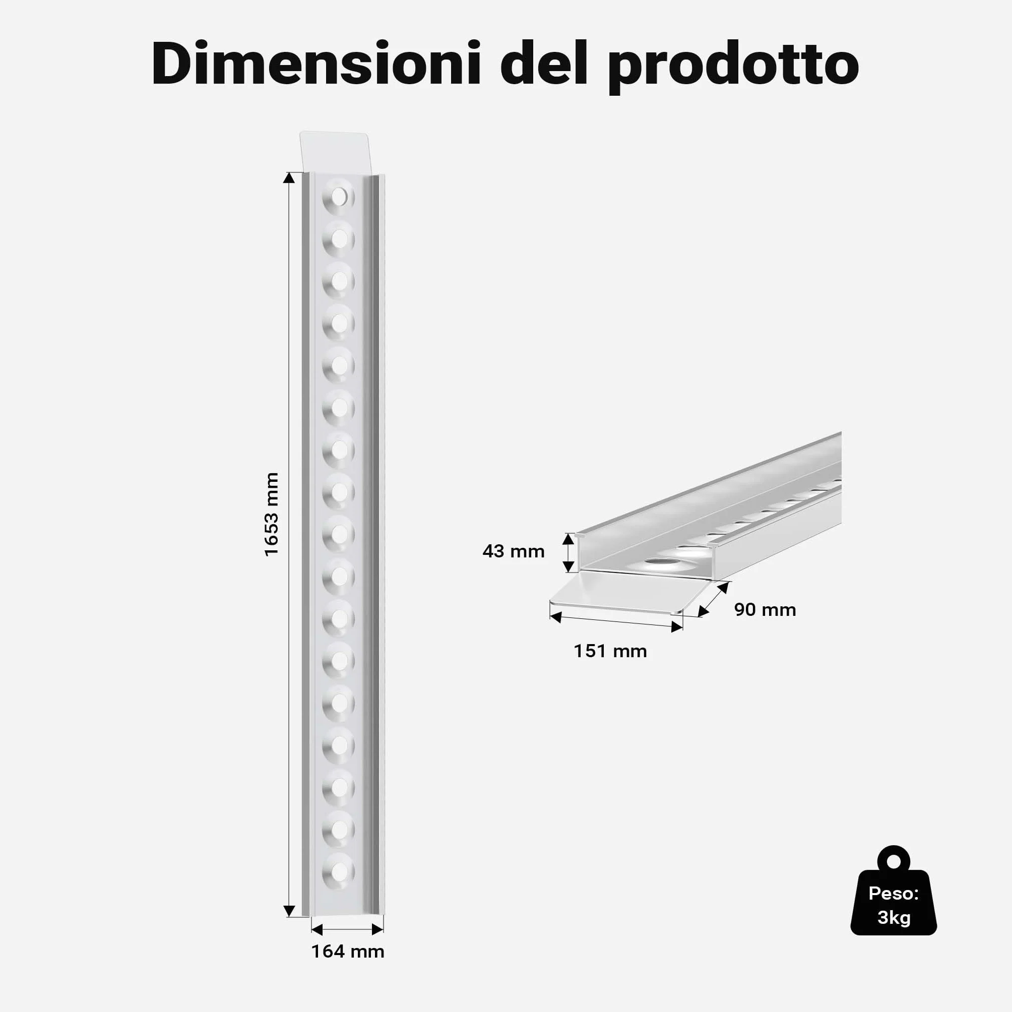 Rampa di carico 163 cm in alluminio per moto e quad Portata max 180 kg