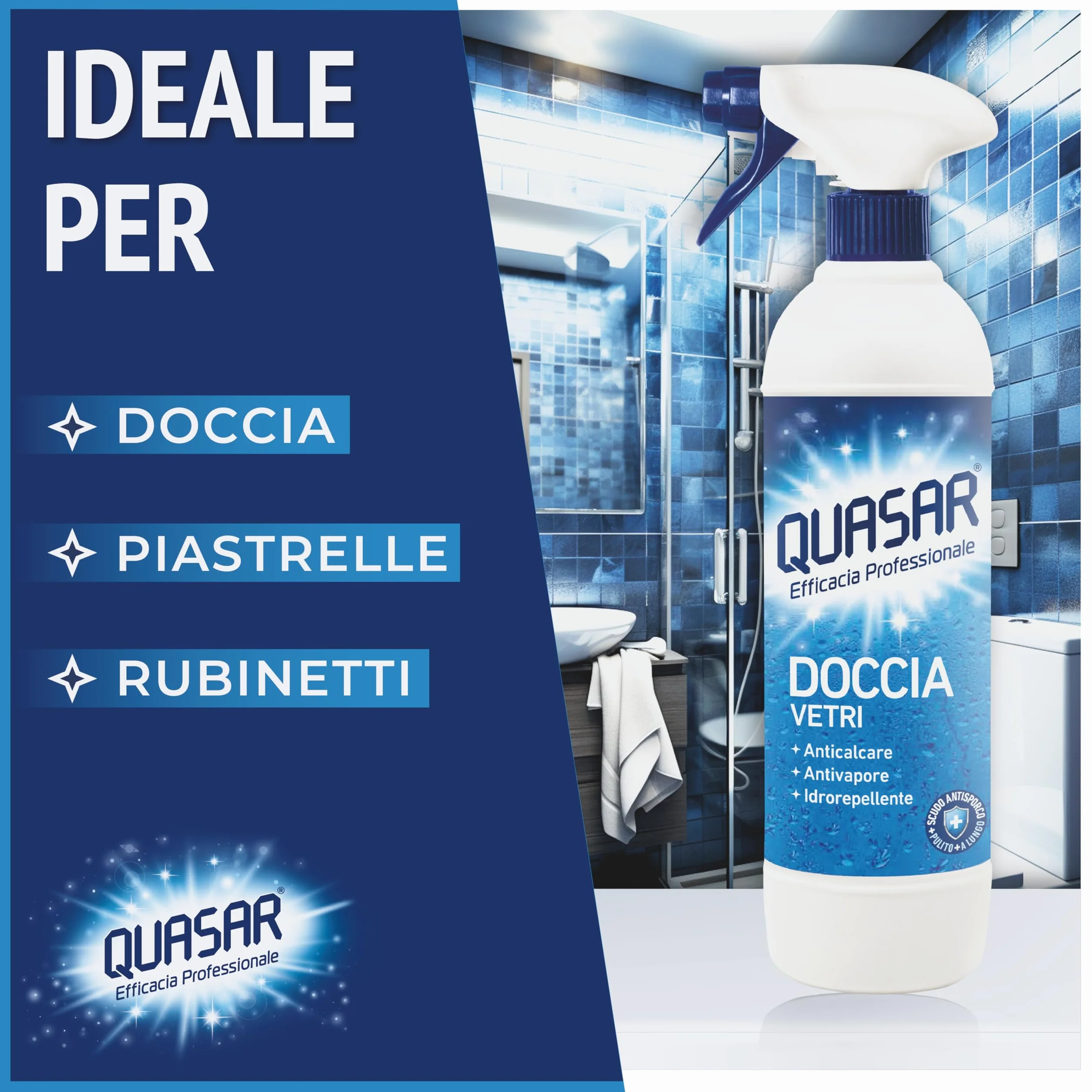 Quasar Doccia Vetri Anticalcare Antivapore Idrorepellente 680 ml