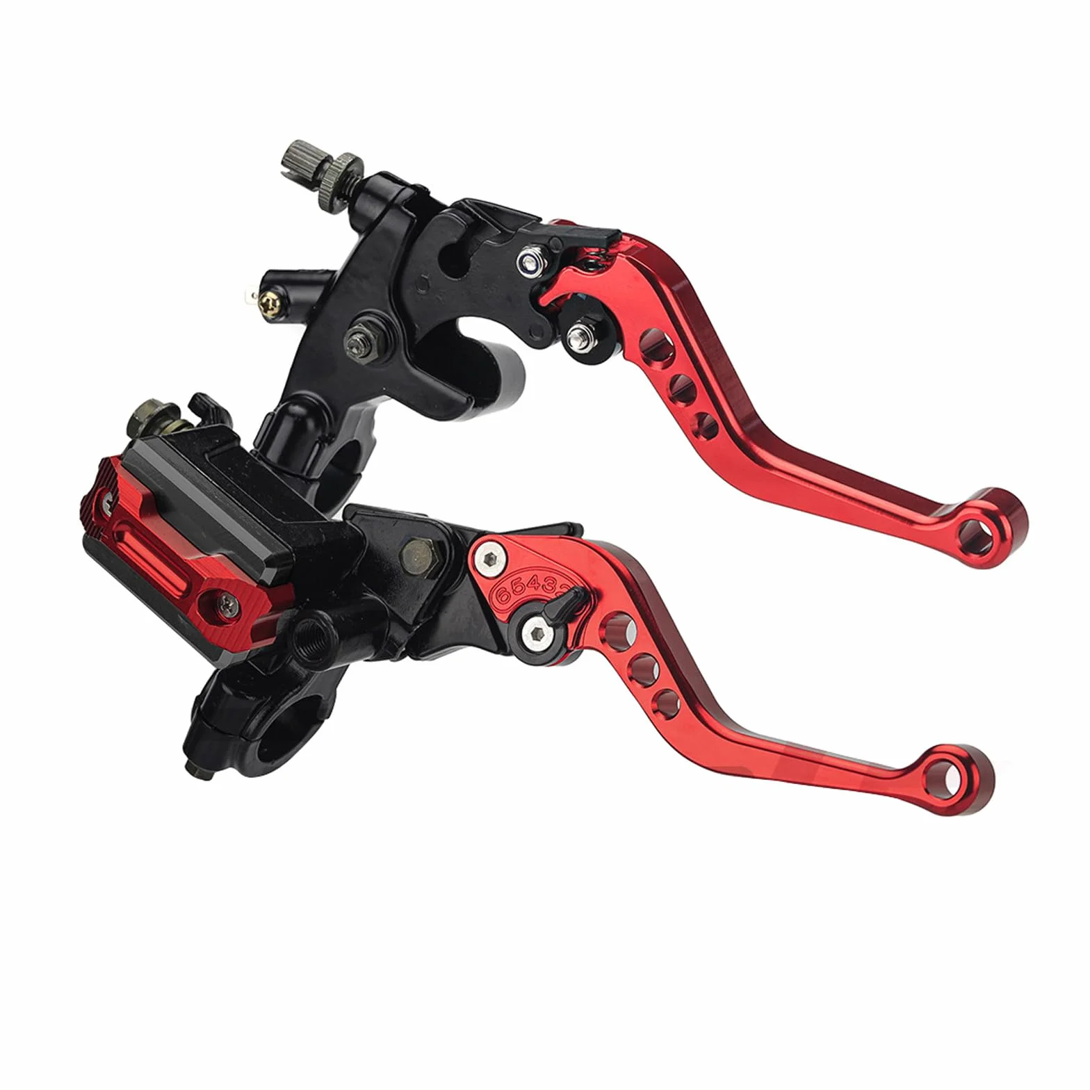 Kit Leva Frizione Freno Motocicletta 7/8" Universale Regolabile Idraulicamente Rosso