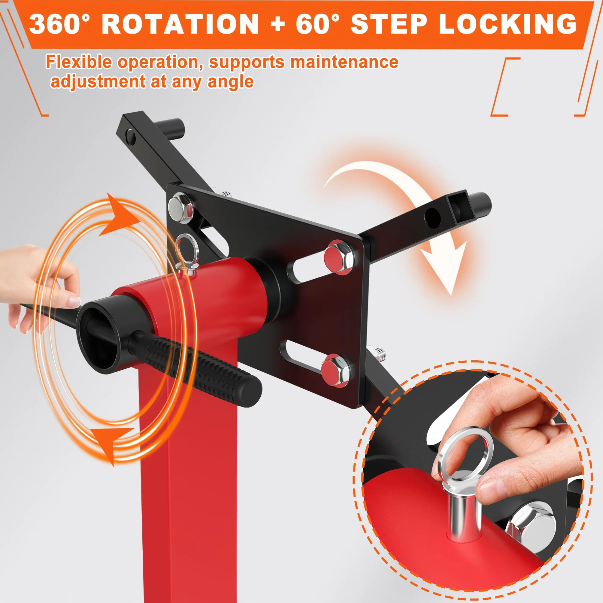 Supporto motore per auto pieghevole 680 kg 360° 4 bracci regolabili 5 ruote impugnatura antiscivolo