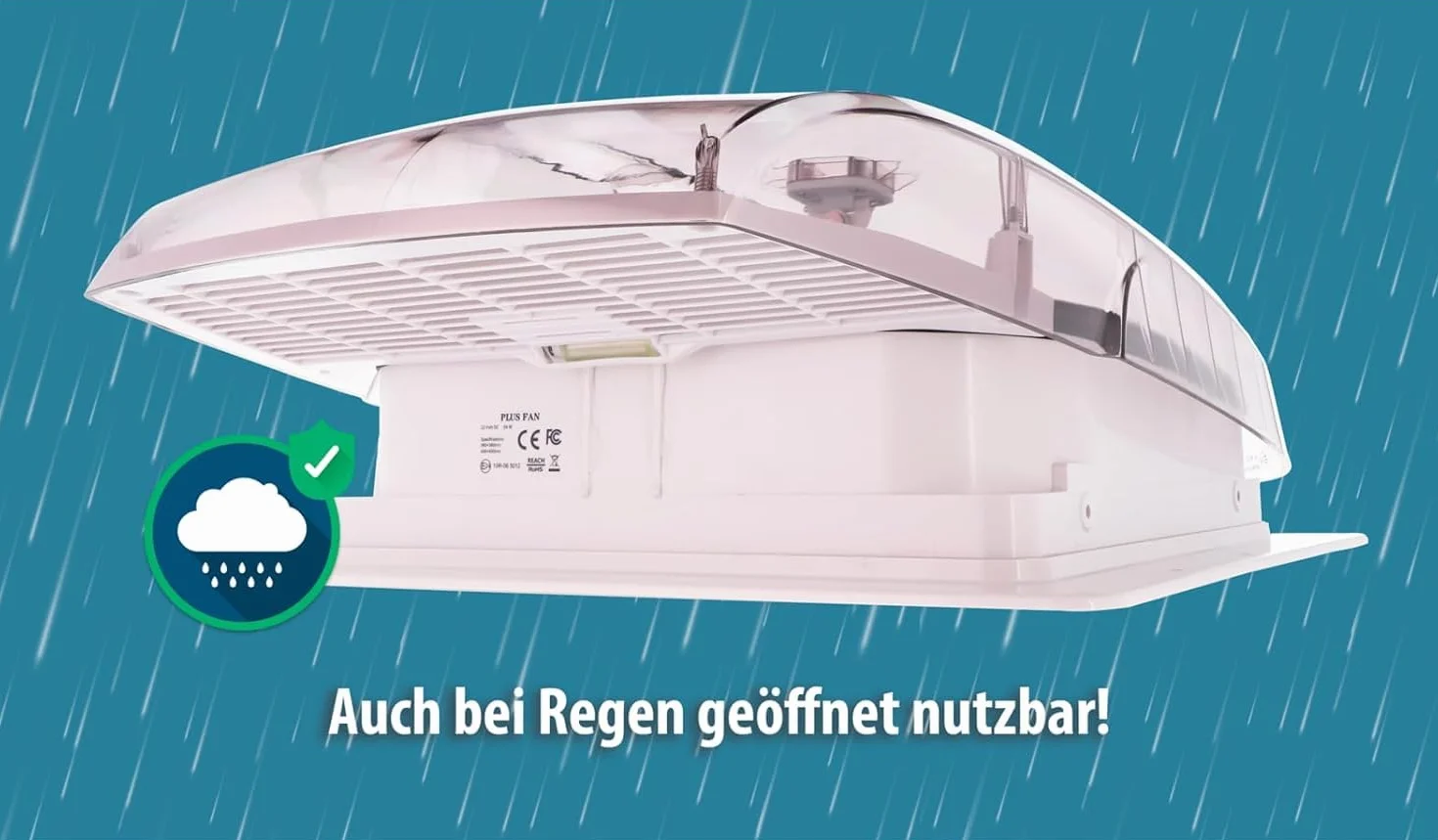 BERGER Oblò Camper 40x40 Ventola 4 Velocità Telecomando Lucernario Zanzariera Oscurante Motore 12V Nero