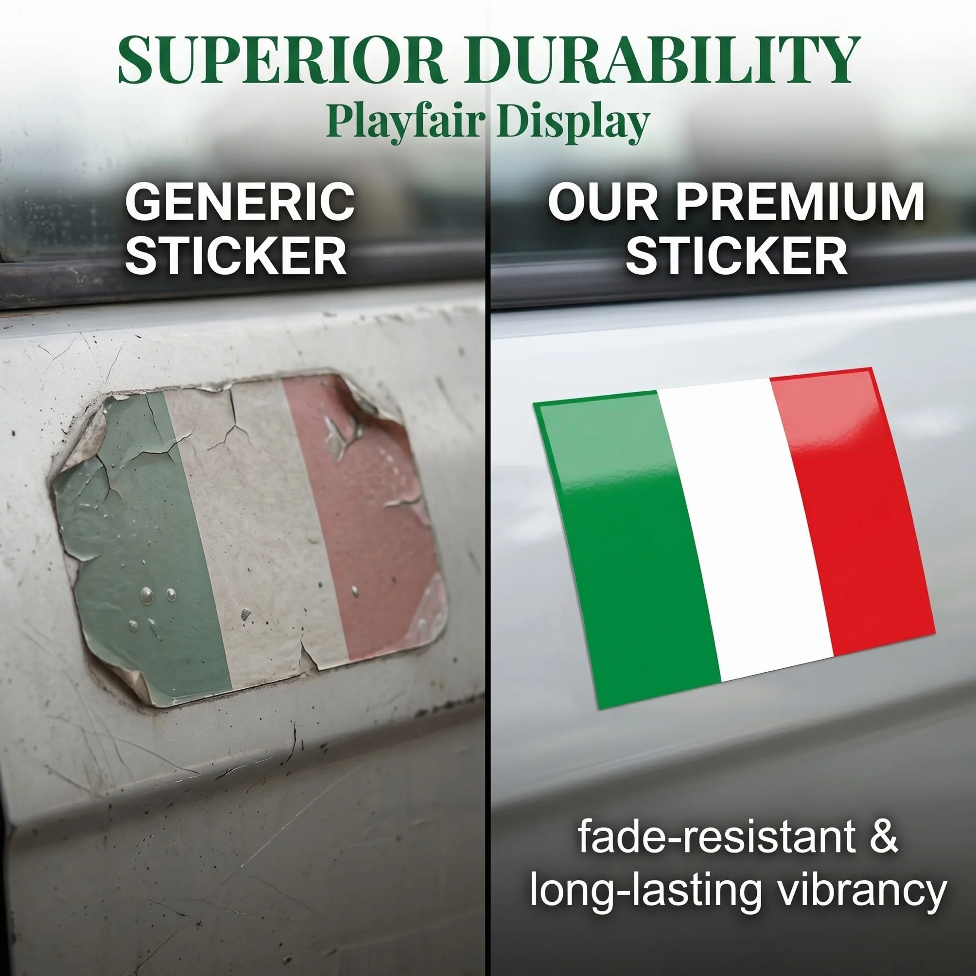 1 Pezzo Italia Adesivo Auto Quadrato Vinile Verde Bianco Rosso Autoadesivo Impermeabile Antigraffio Rimovibile Senza Residui Resistente ai UV per Auto Decorazione Camion Moto Bagagli