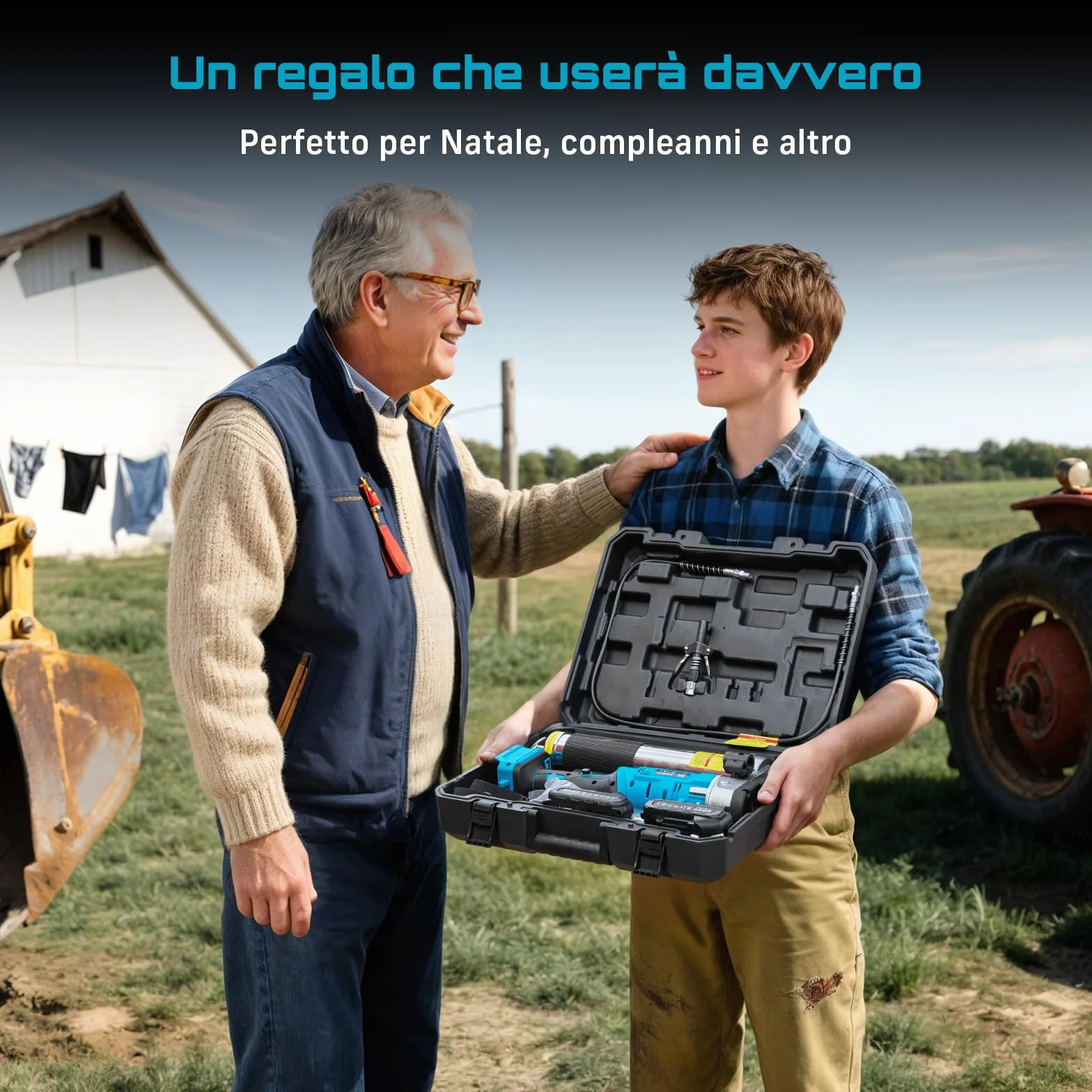 Seesii Innovativo Ingrassatore a Batteria 2-in-1: Ingrassatore Elettrico ad Alta Efficienza da 5,3 oz/min e 12000 PSI con 2 Batterie da 2,0Ah e Caricatore, Pistola per Grasso Facile da Usare